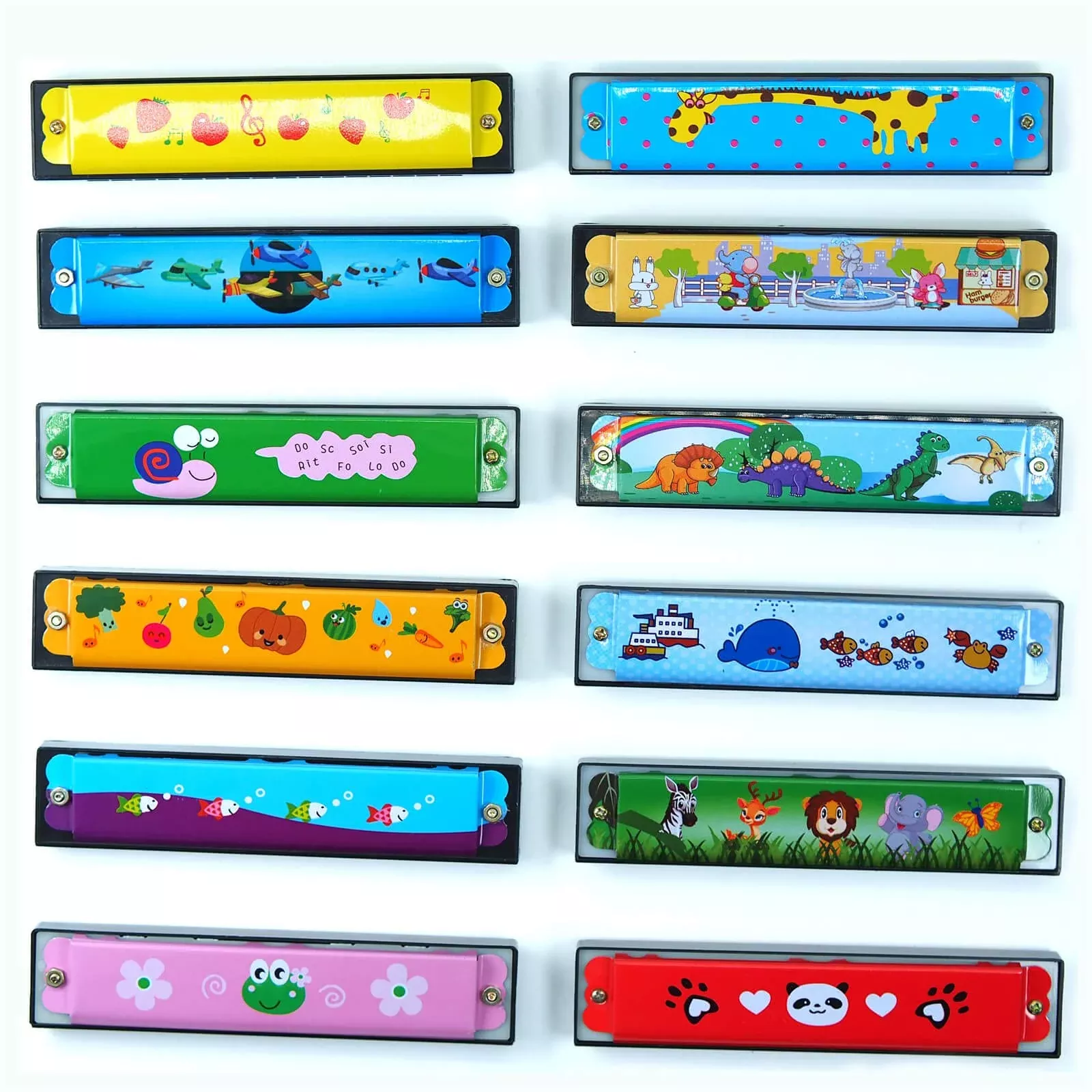 Namubarwa Kids Harmonica Set 12 Pack Small Multi-Pattern 3+ Years