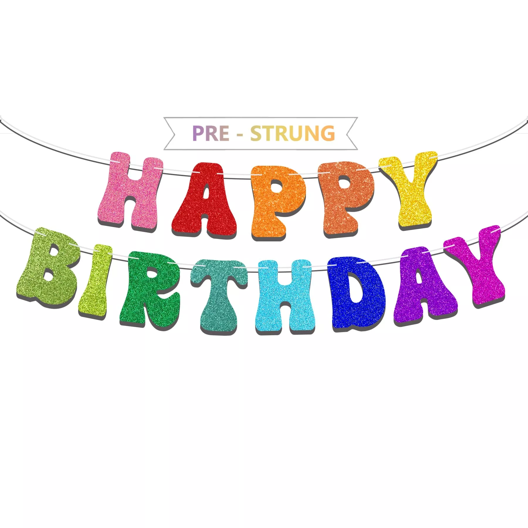 NANAGALI Happy Birthday Banner, Rainbow, 3.5 x 3.2