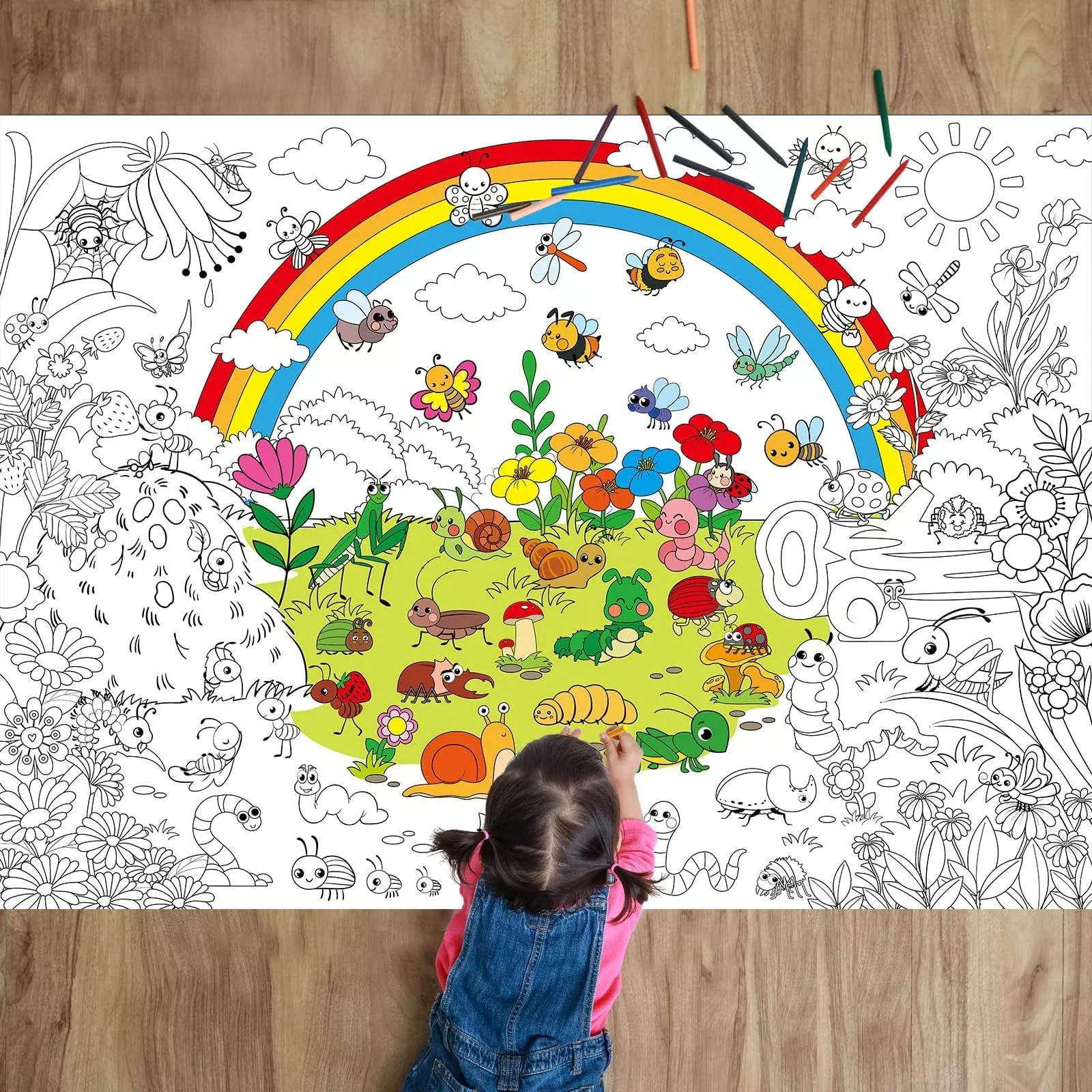 Naozinebi Bug Garden Coloring Poster, 43.3" x 31.5