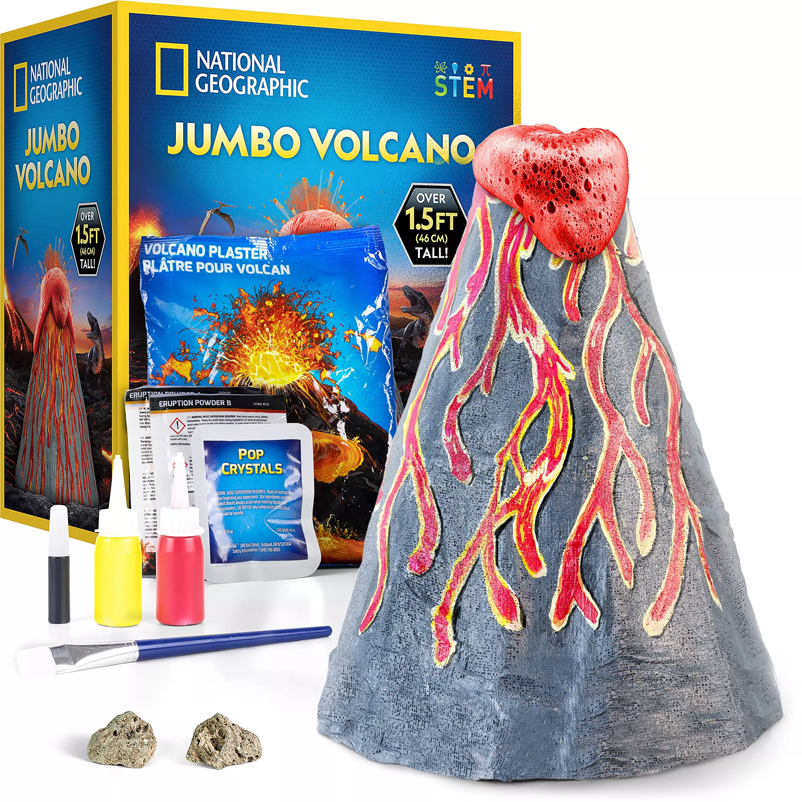 NATIONAL GEOGRAPHIC Jumbo Volcano Science Kit - 18" Erupting Volcano,