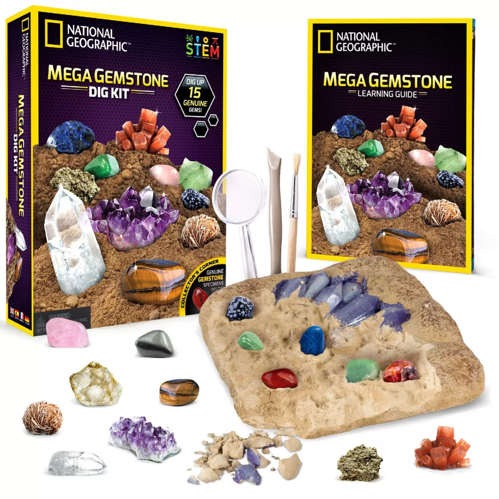 National Geographic Mega Gemstone Mine - Dig 15 Real Multicolor Gems,
