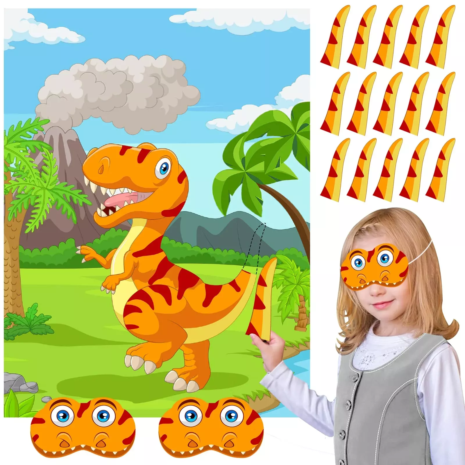 NEBURORA Dinosaur Party Game - Large Poster 28"x21", Multicolor