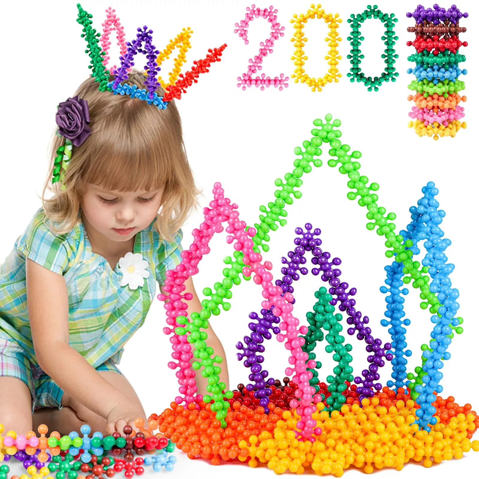 Neoact 200Pcs Building Blocks Kids Educational Building Toys Interlock