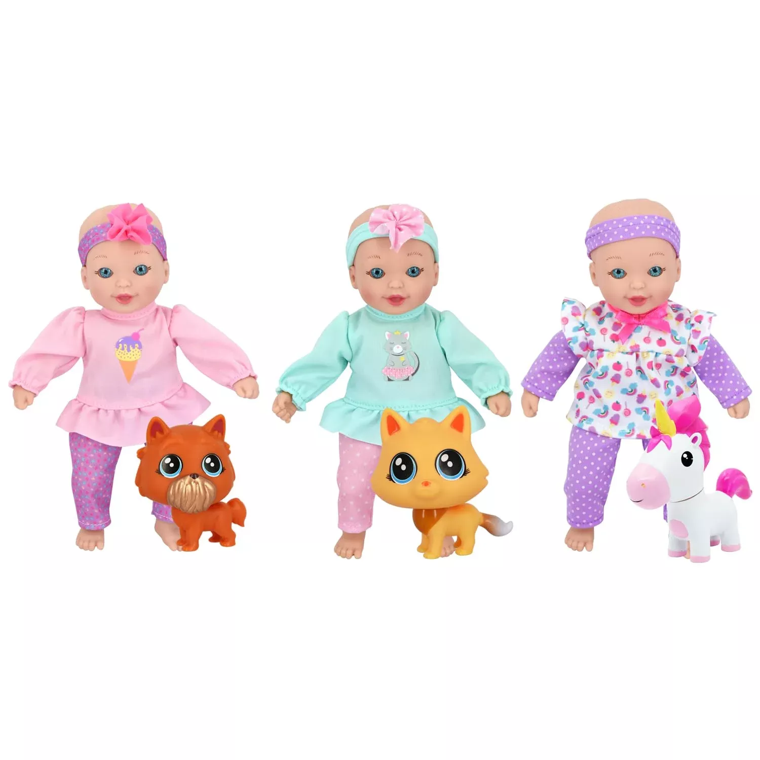New Adventures 8" Soft Body Dolls Set with Unique Pets - Multicolor