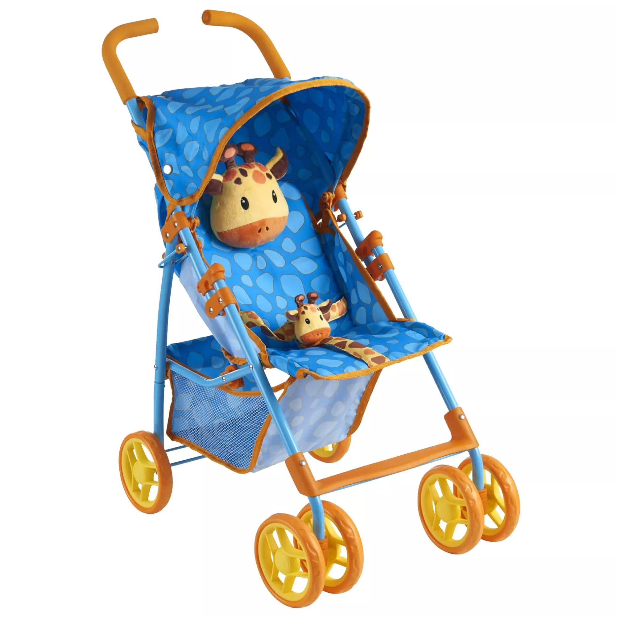 The New York Doll Collection Blue Giraffe Doll Stroller for Kids 28"