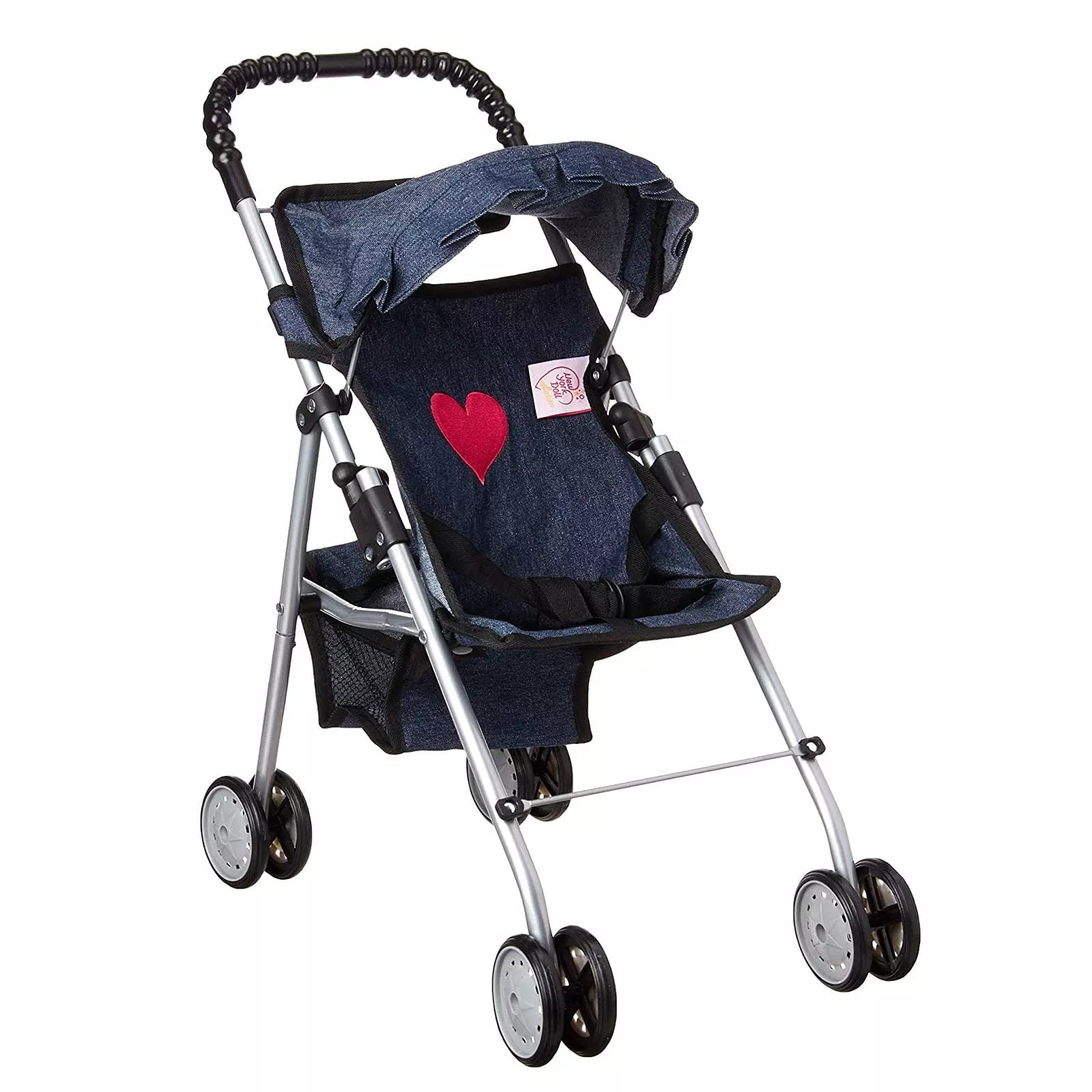 The New York Doll Collection Denim Stroller for 18" Dolls, 20.5"