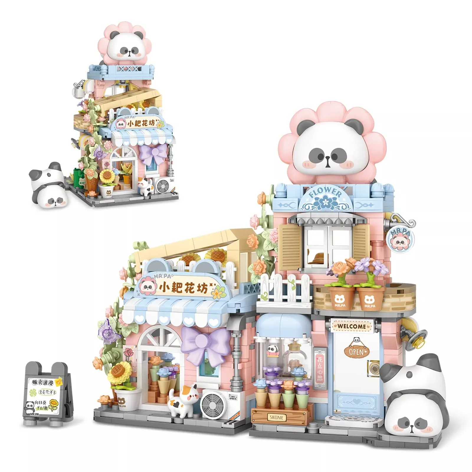 NEWABWN Mini Building Block Set Flower Shop 810 Pieces Multicolor Small