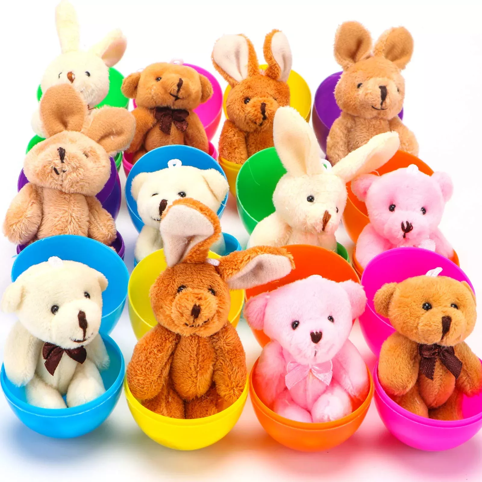 NEWBEA Easter Egg Toy Set - 12 Colorful Filled Eggs with Surprise Toys