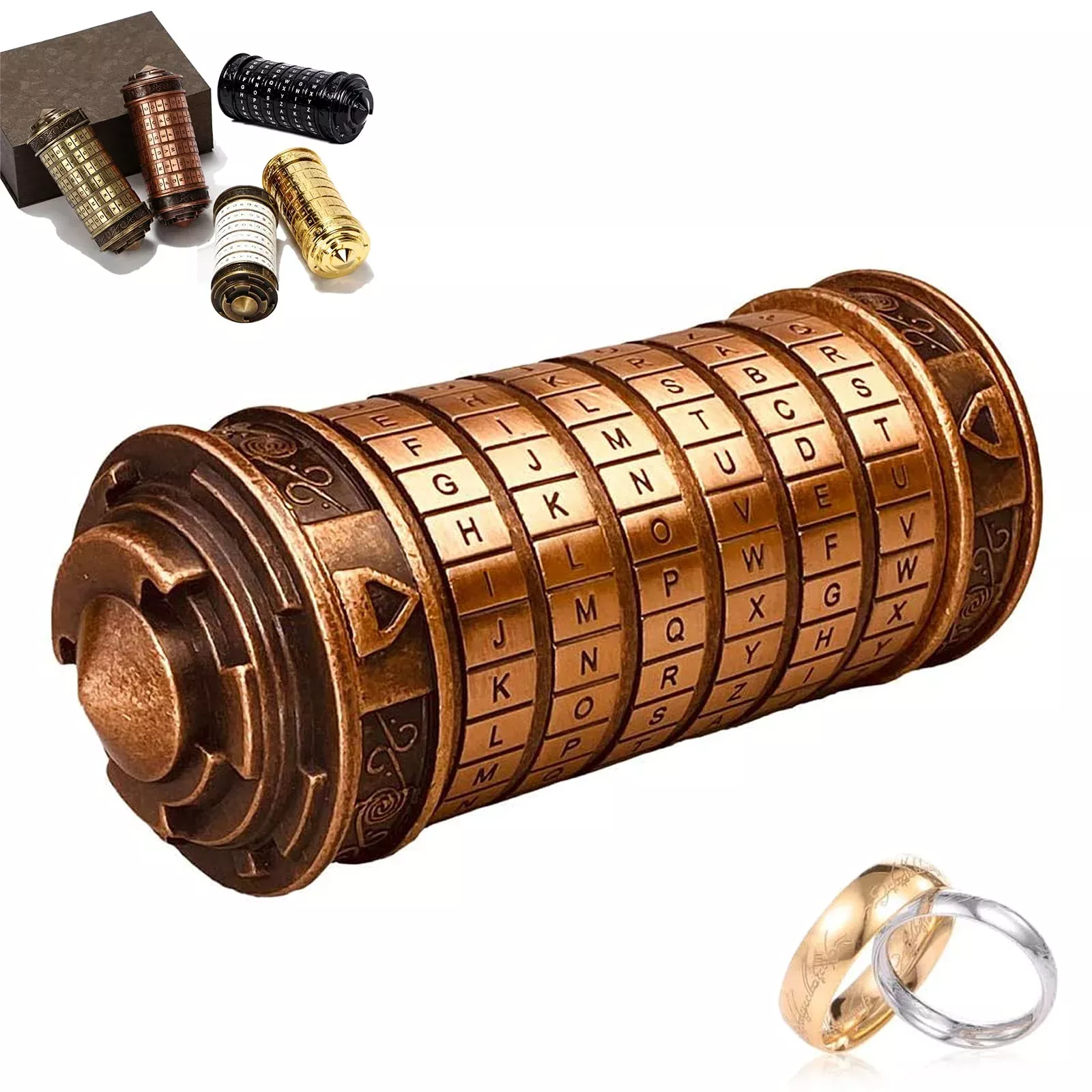 NEWUPZSI Cryptex Mini Bronze Lock Puzzle - Valentine's Day Gift for Me
