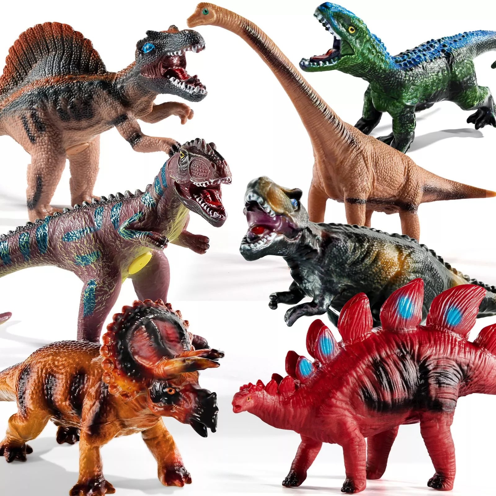 NIPLOOOW Jumbo Dinosaur Toys Set - 7 Realistic Figures, Multi-color,