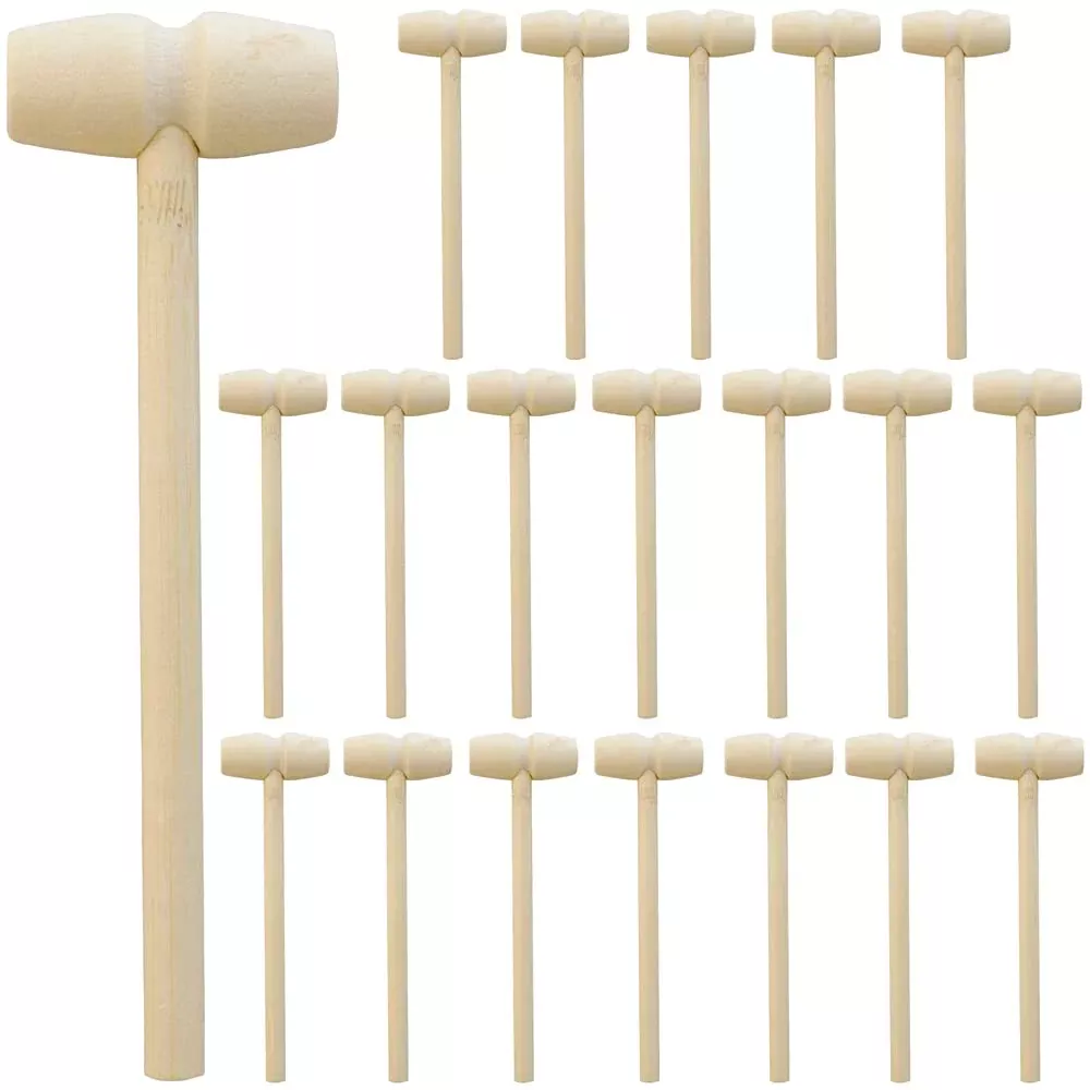 Nodg 20 Pcs Mini Wooden Hammer Wooden Solid Crab Lobster Mallet Small