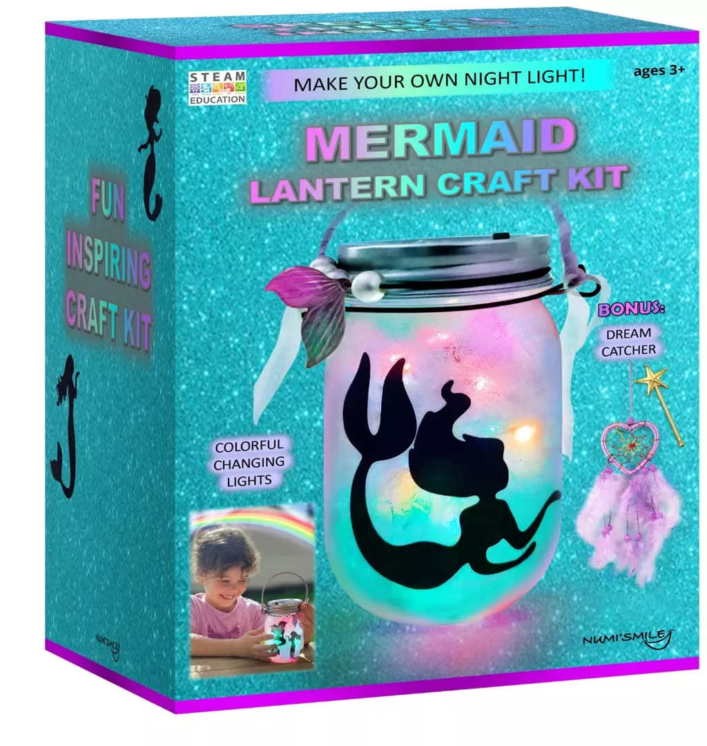 NUMI'SMILE Mermaid Night Light Craft Kit, Purple, Medium, DIY Decor