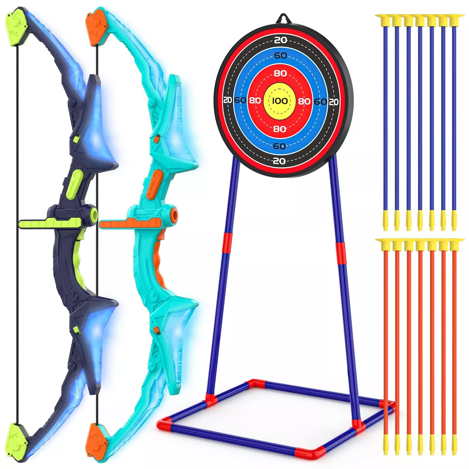 Ocditikl Bow and Arrow Set for Kids, Medium, Blue & Purple, 14 Ar