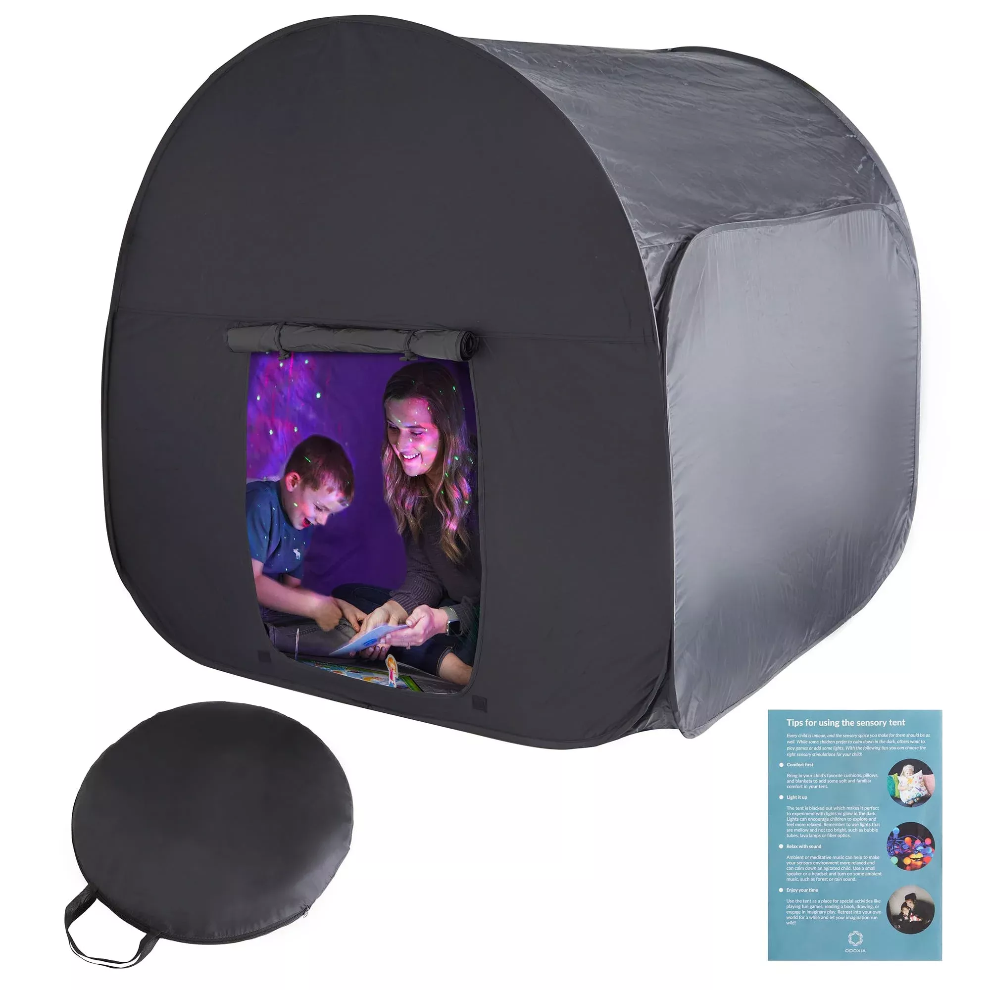 ODOXIA Sensory Tent for Kids, Black, Big Size, Instant Pop-Up