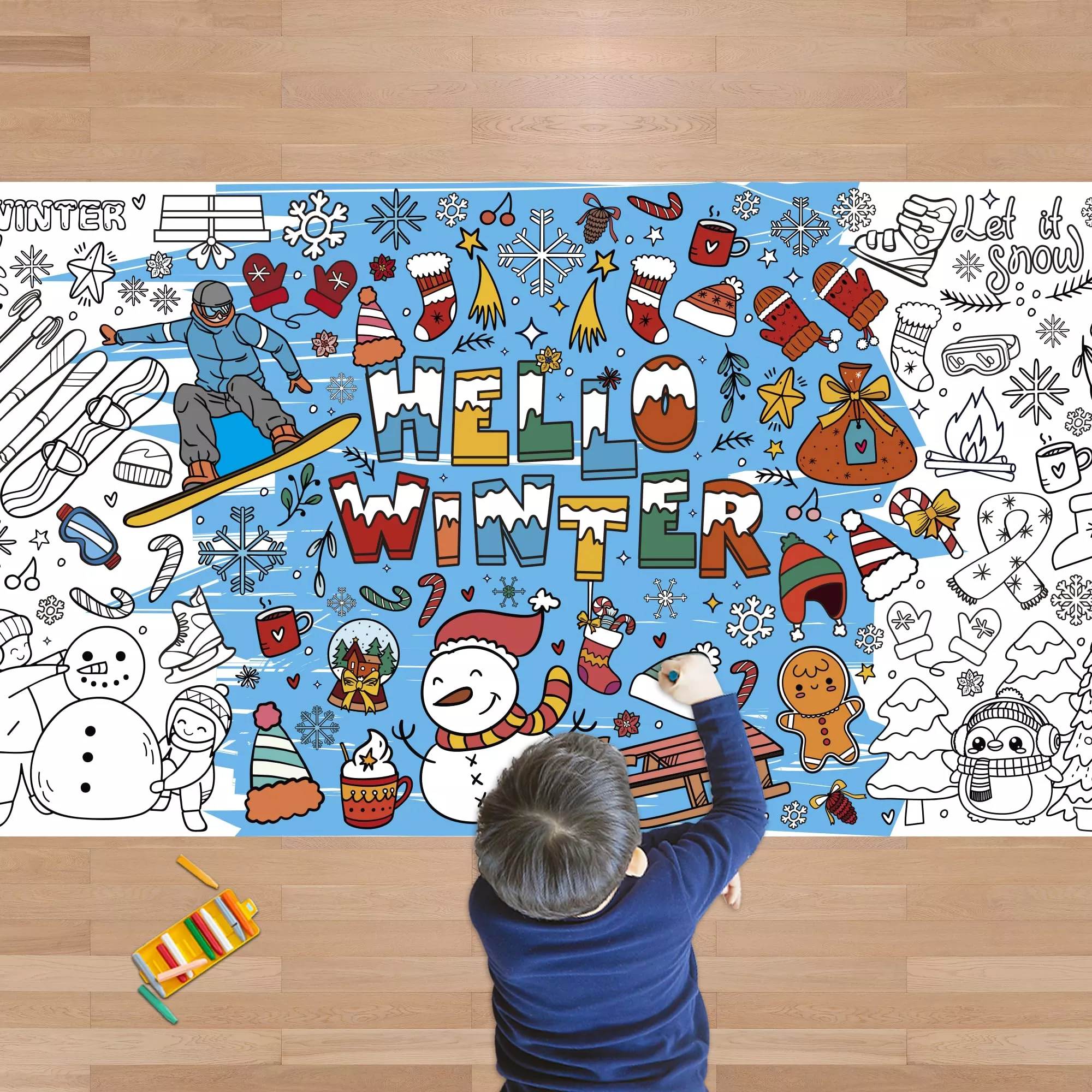 Ohome Winter Giant Coloring Poster/Tablecloth-Winter Decorations - 30
