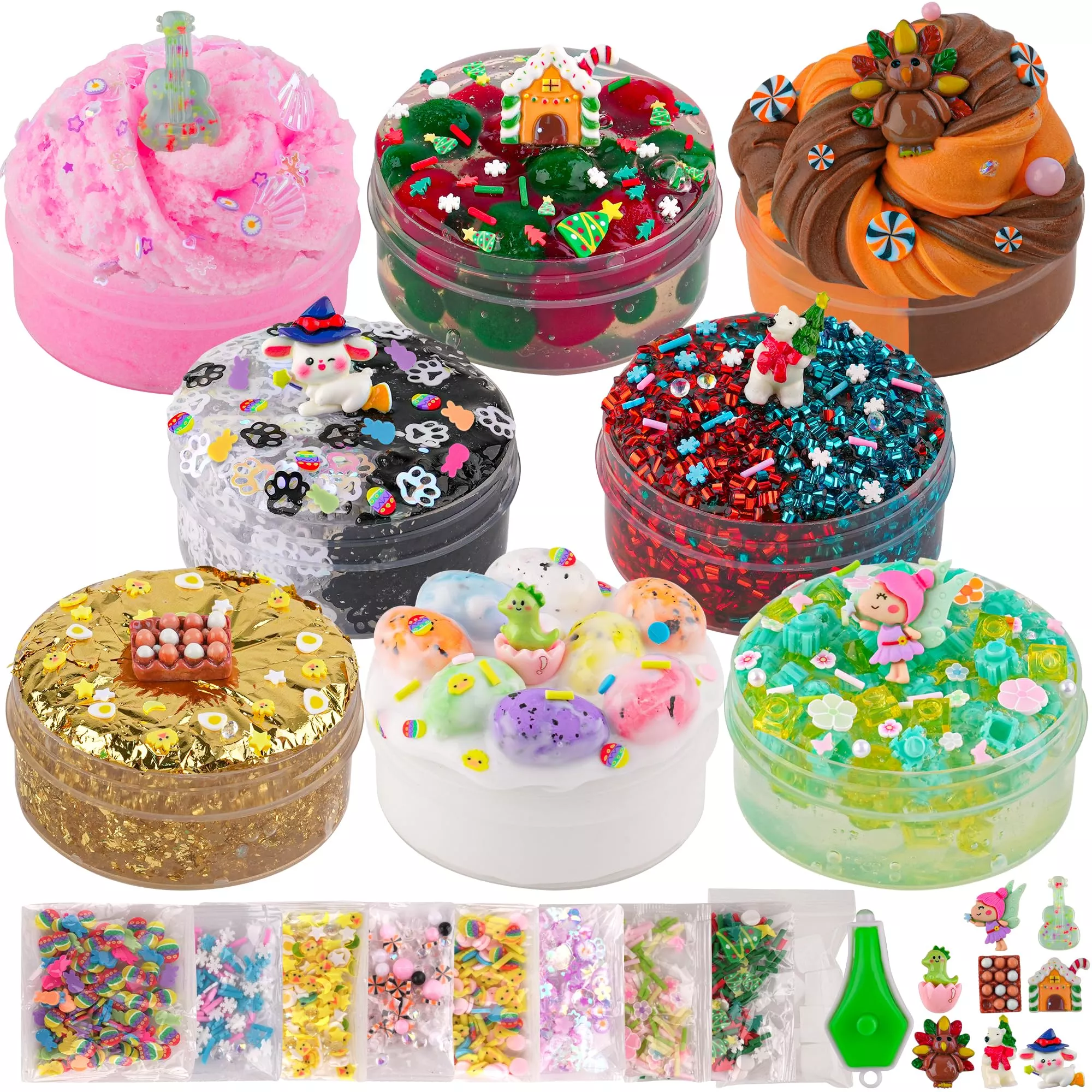 Okaybee 8 Pack Slime Kit for Kids - Butter, Cloud, Bingsu & Gold Foil