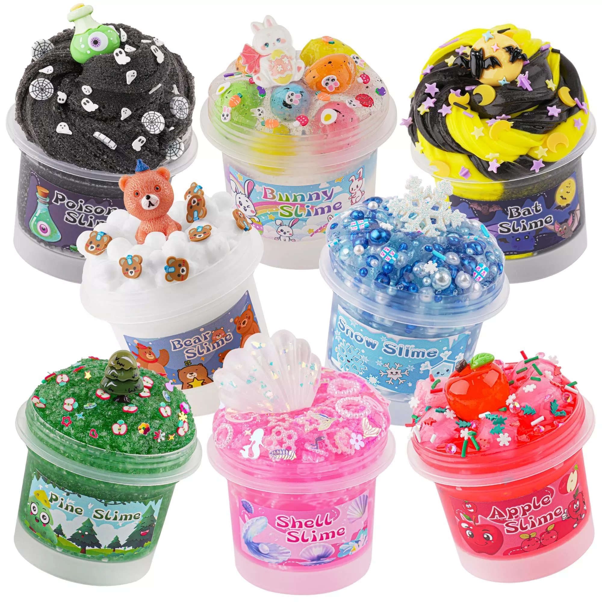 Okaybee 8 Pack Textures Slime Kit for Kids - Butter, Cloud & Snow Fizz