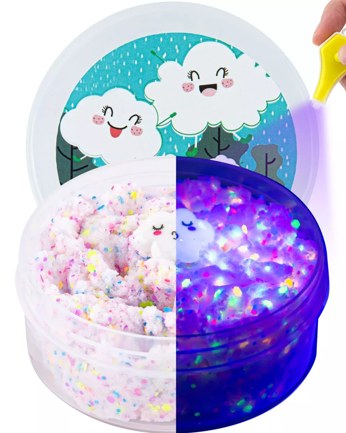 Okaybee Clear Slime Bucket - White Cloud Slime Kit - 9.2x4