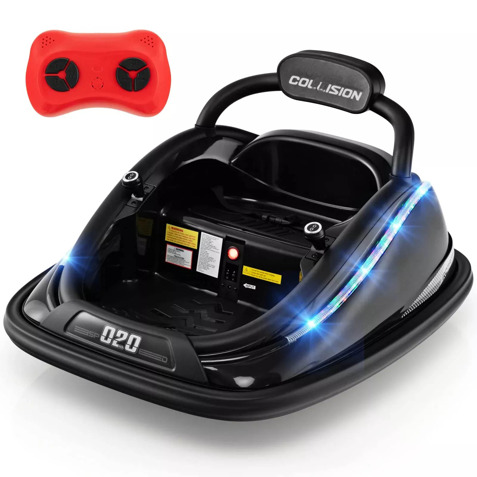 Olakids 12V Bumper Car for Kids, Black, 30'' x