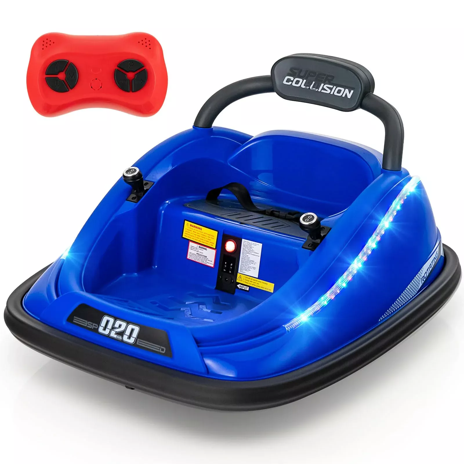 Olakids 12V Bumper Car for Kids, Blue, 30’’ x