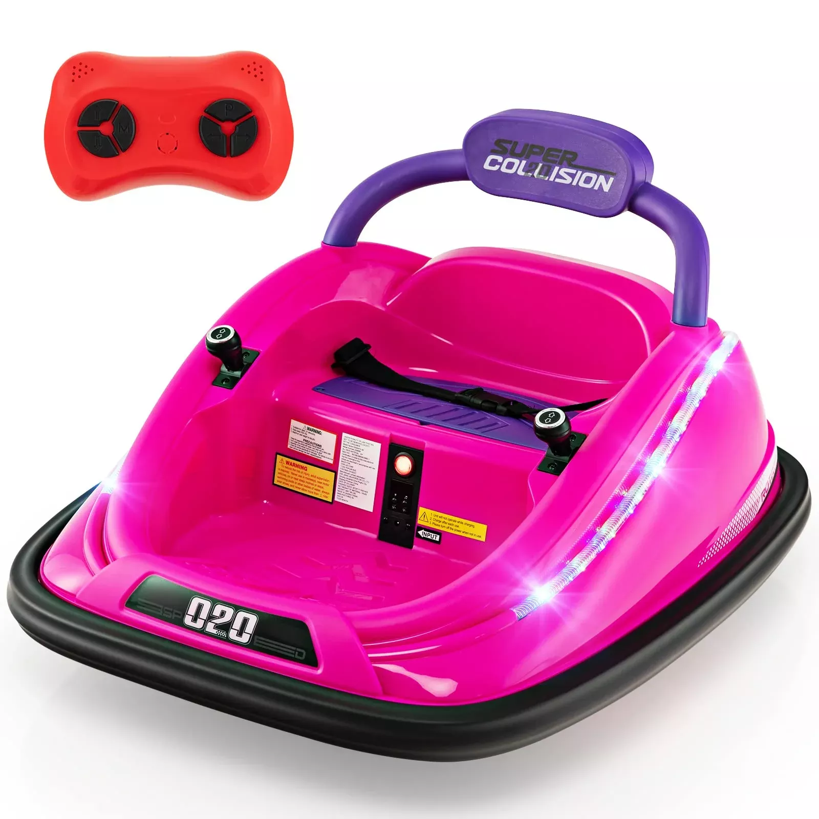 Olakids 12V Bumper Car for Kids, Pink, 30''x25
