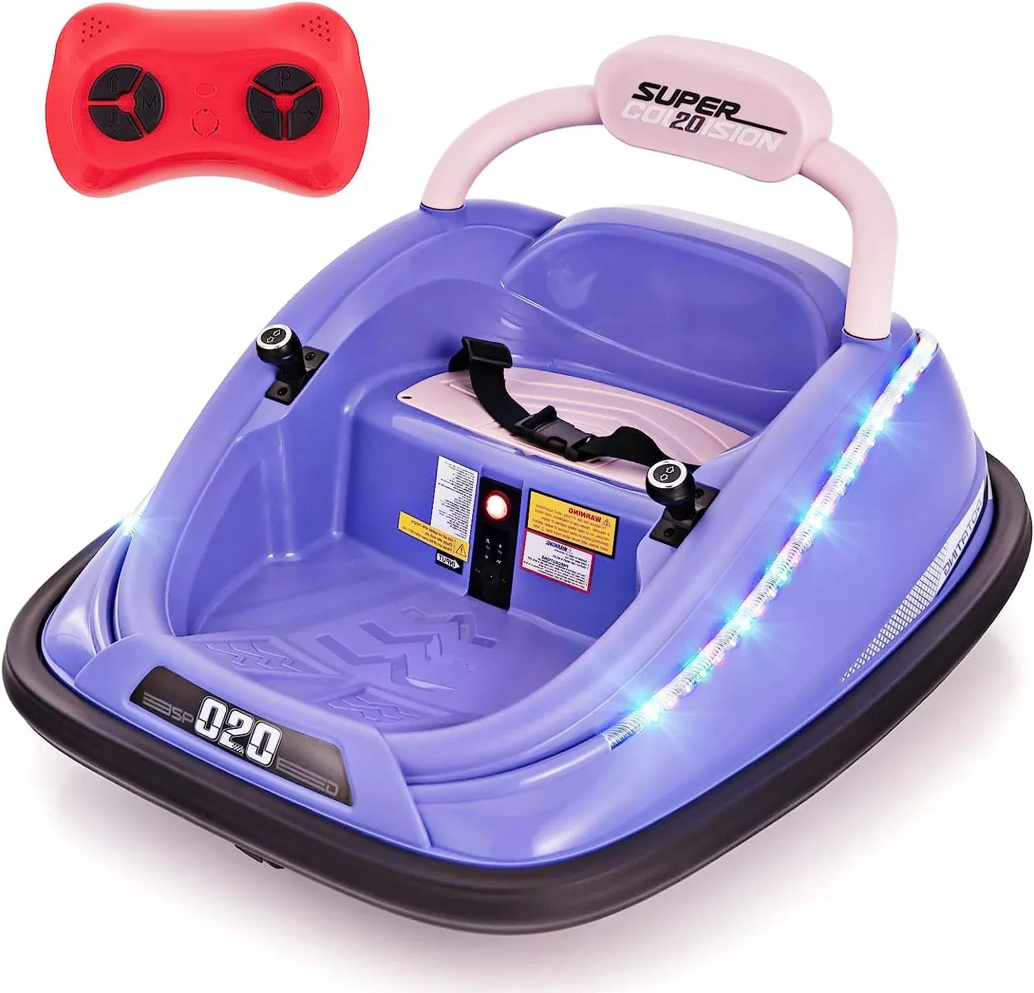 Olakids 12V Bumper Car for Kids, Purple, 30"x25.
