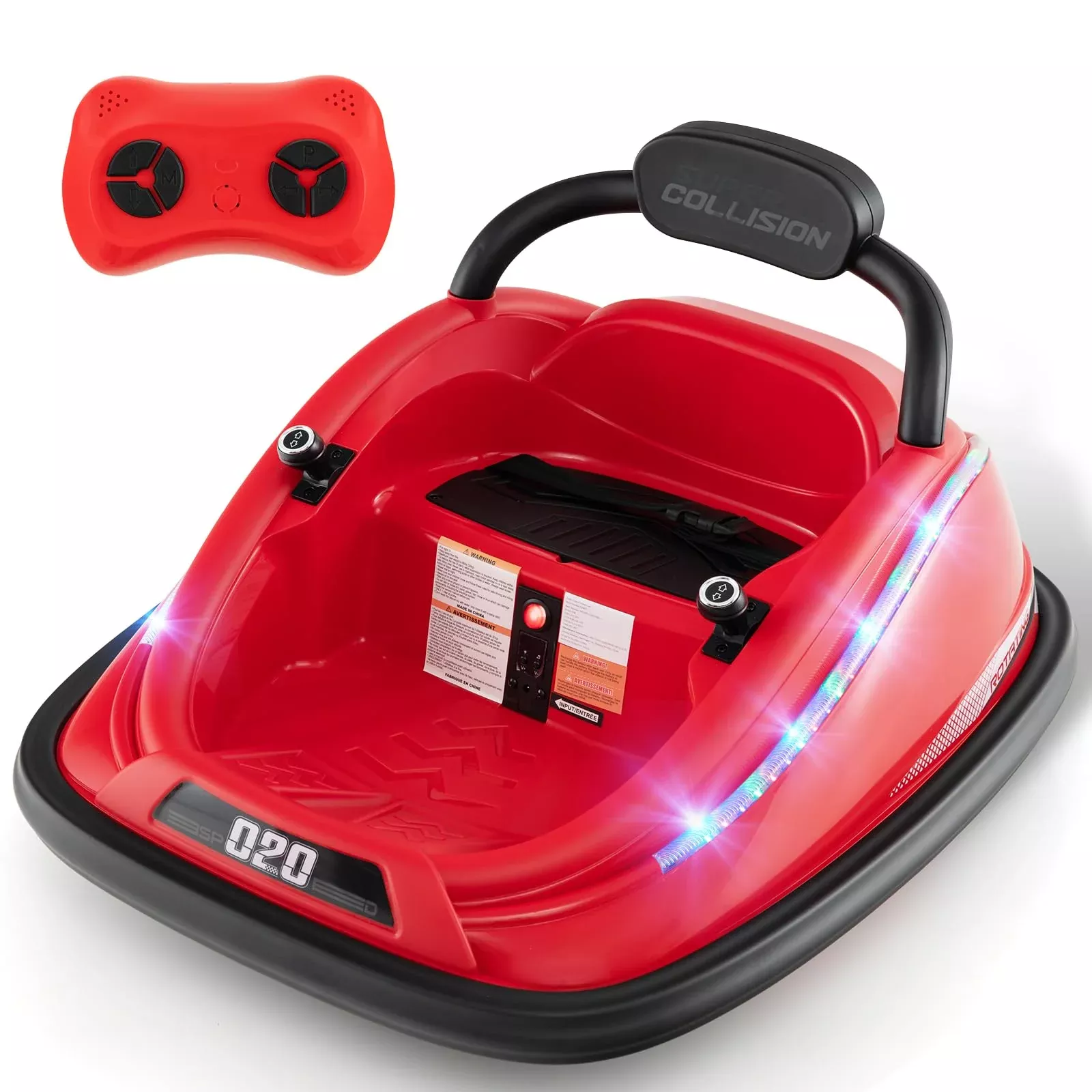 Olakids Electric Bumper Car for Kids - 12V, Red, 30"