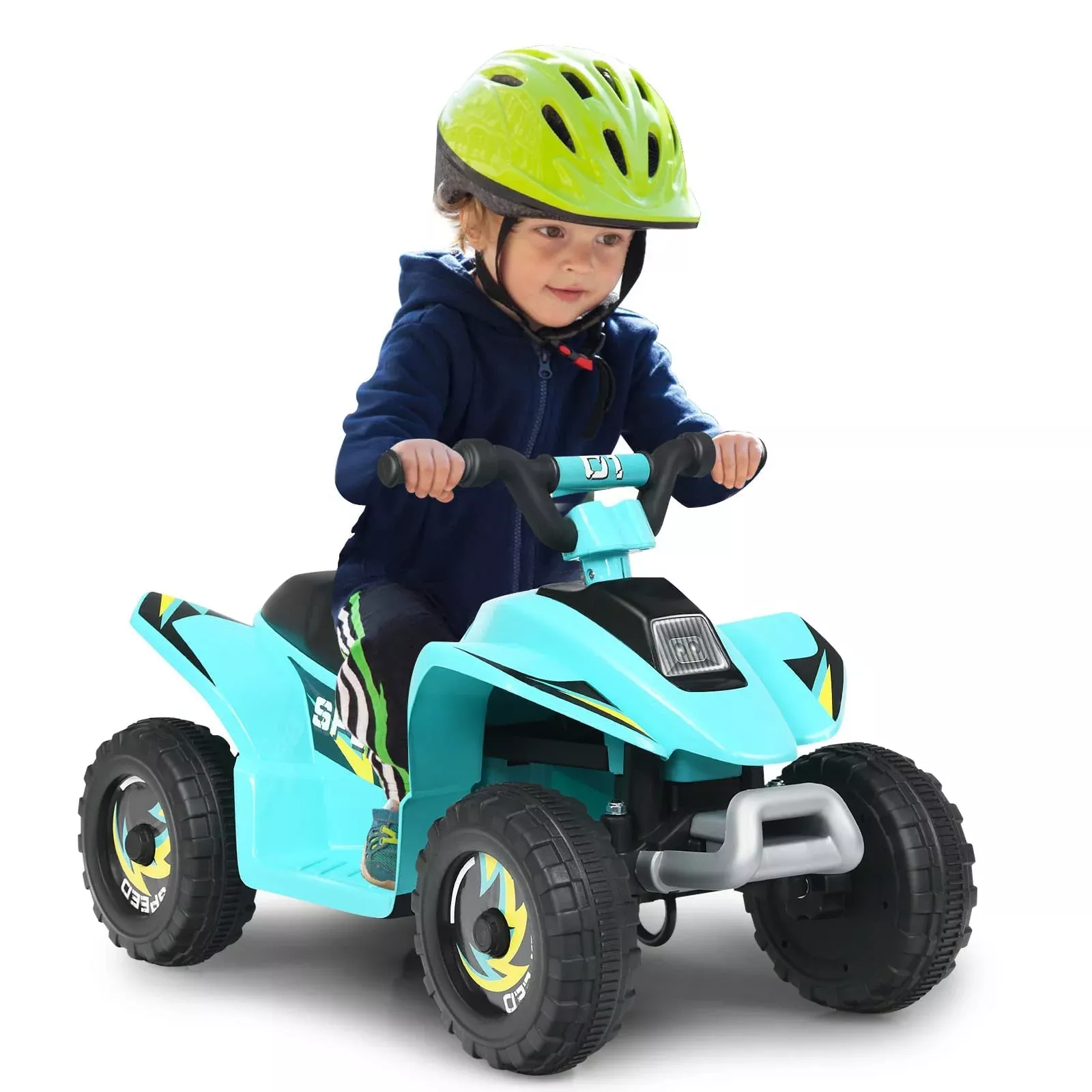 Olakids Ride-On ATV for Kids, 6V Electric, Aqua, Large,