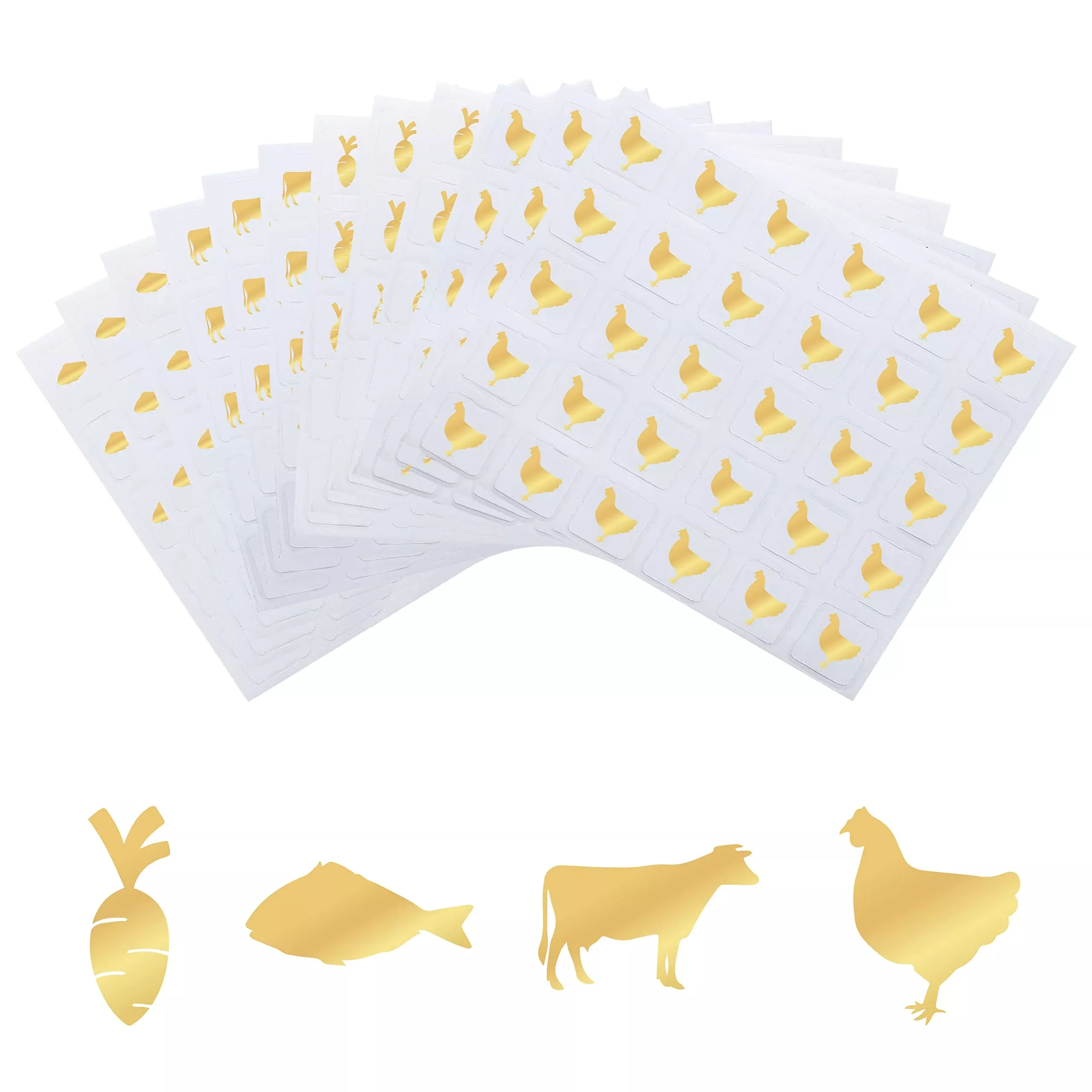 OLYCRAFT Meal Stickers, 40 Sheets, Gold, 4 Patterns,