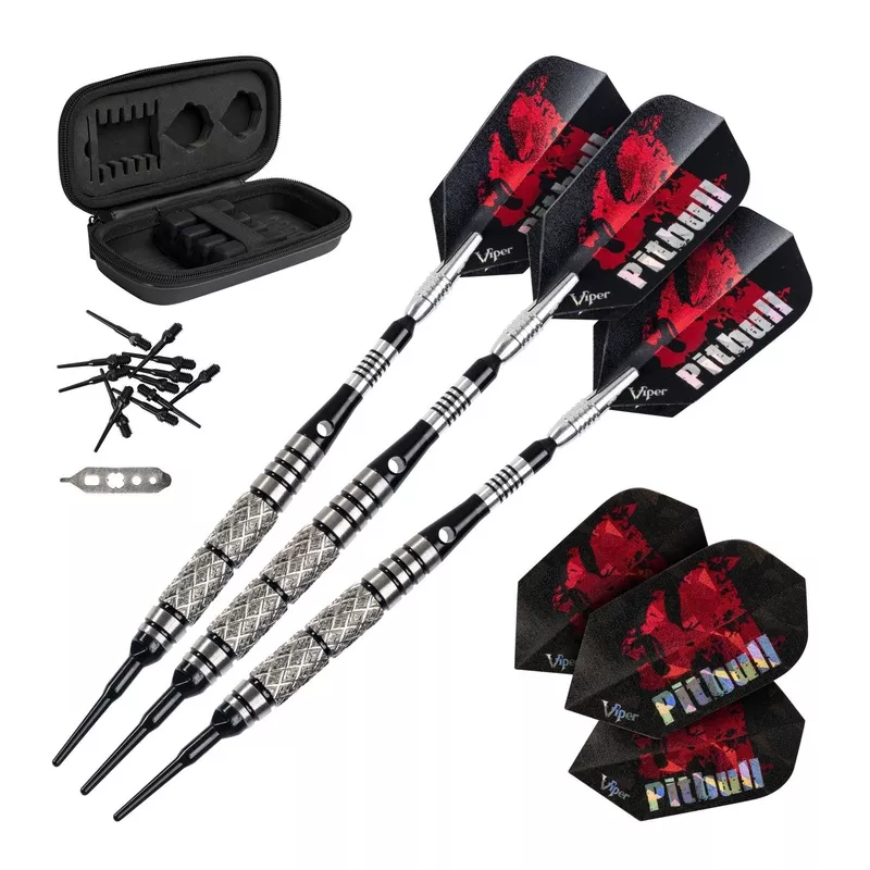 [OPEN BOX] Viper Pitbull Darts 90% Tungsten Soft Tip Darts Diamond Cut and Ringed Barrel 18 Grams