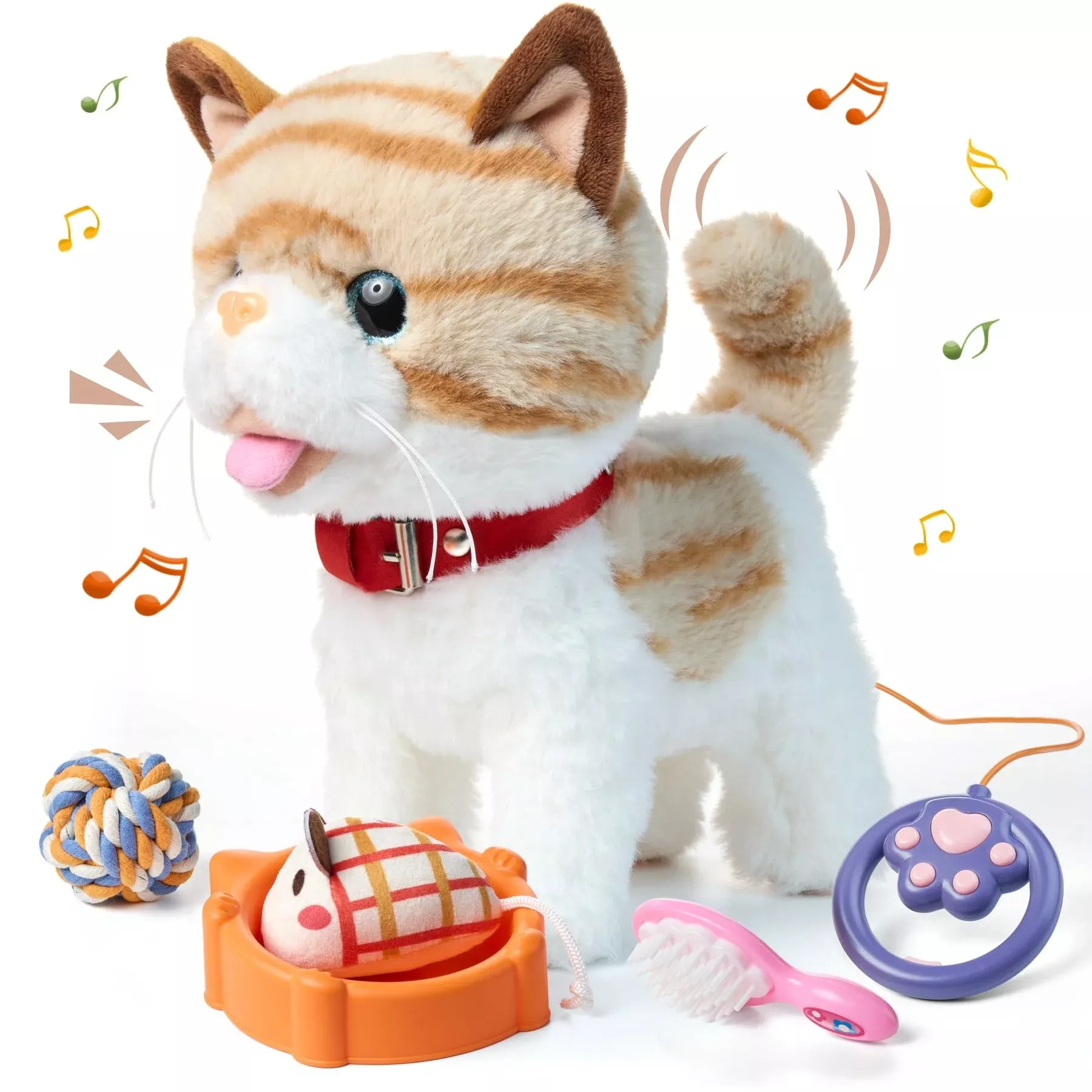 OR OR TU Interactive Plush Cat Toy for Kids, Yellow, 11x21x23 cm
