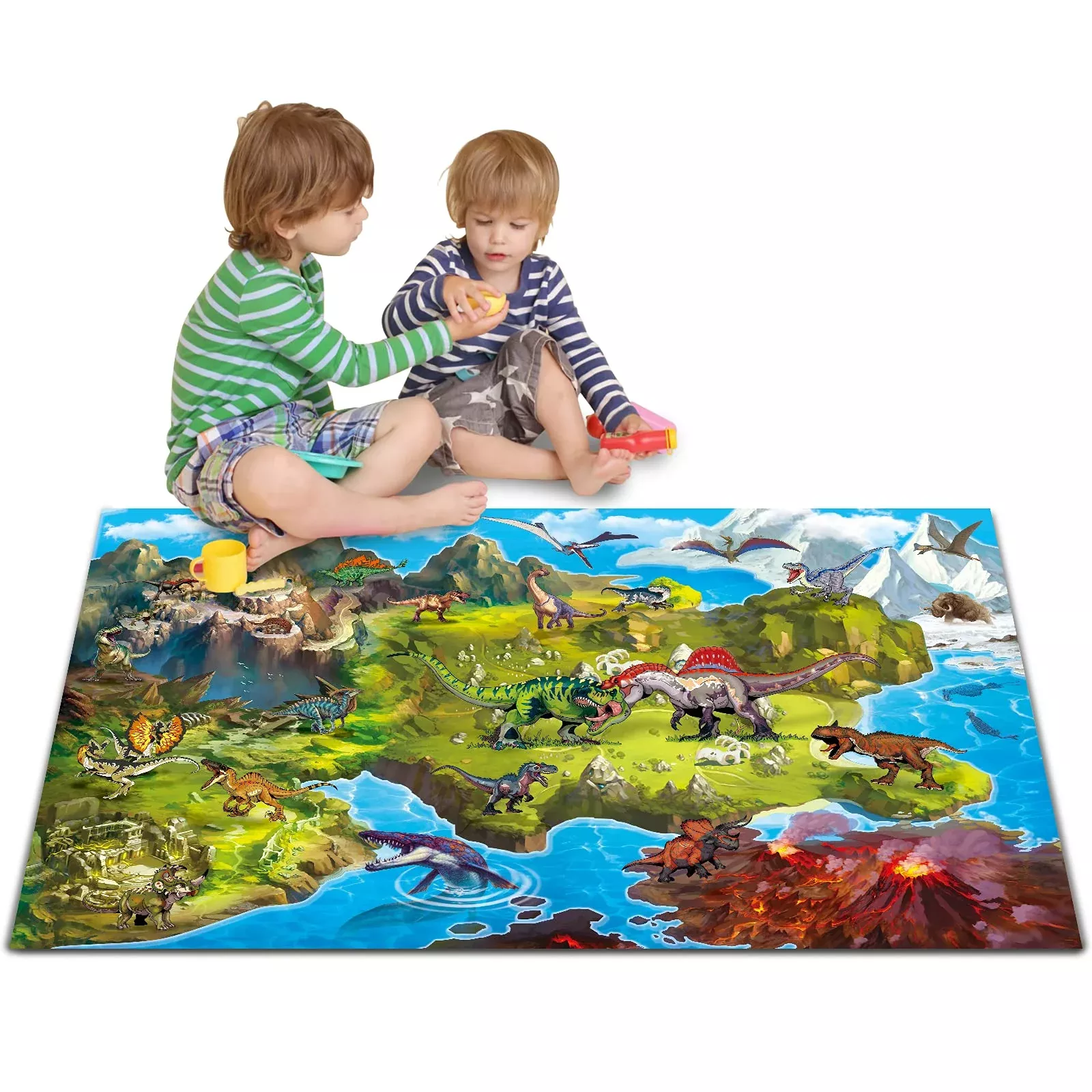Oriate Dinosaur World Playmat - Non-Woven Activity Carpet for Kids, Pa