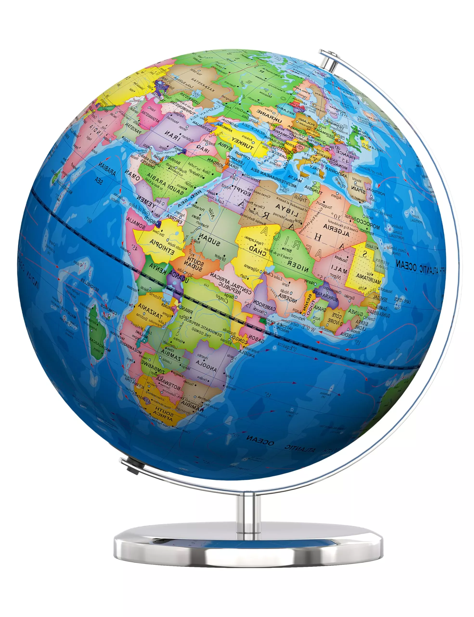 Orionstar Educational World Globe with LED Night Light, 17" Blue