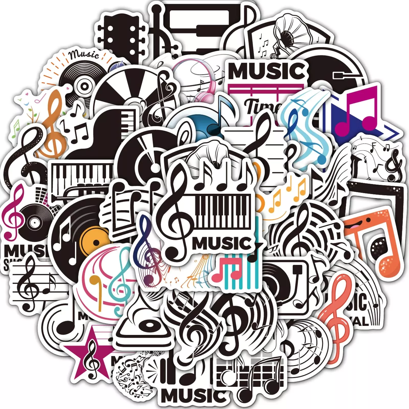 OUGERKID Music Stickers for Water Bottles, 50 Pcs, Waterproof