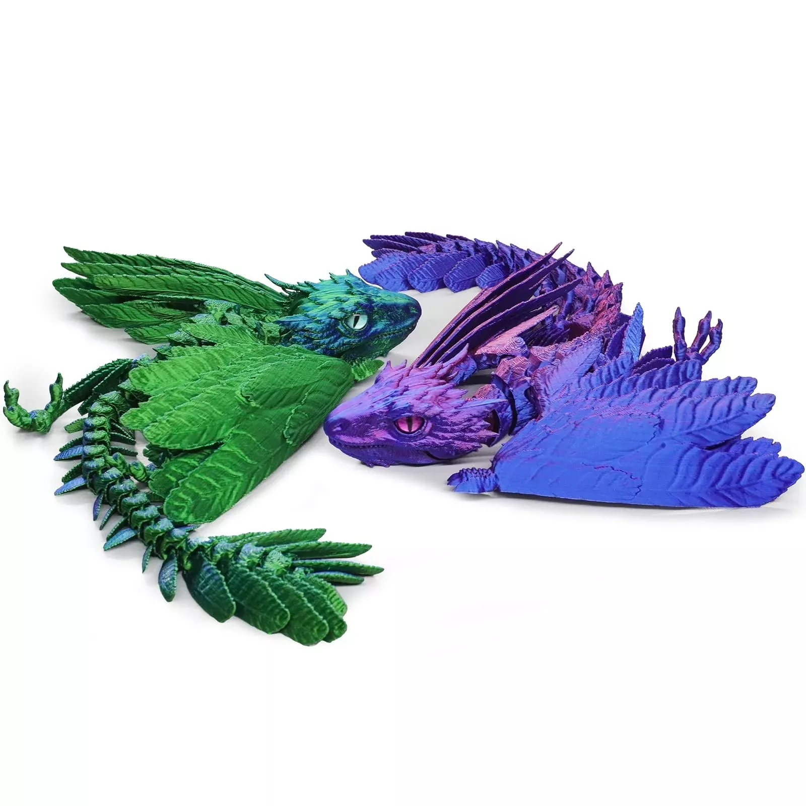 Outgoto 2 Pack 3D Printed Articulated Dragon Figures, Flamefrost & Aet