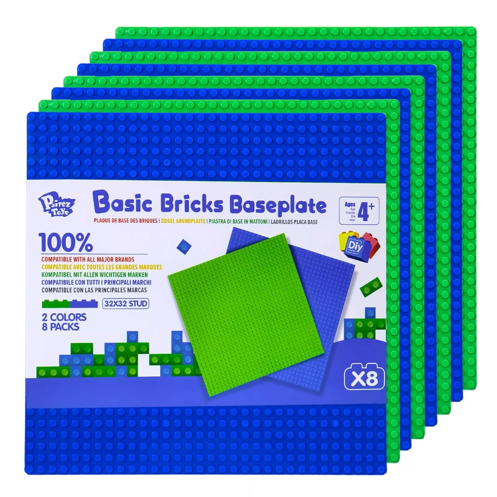 Pairez Toys Classic Base Plates For Building, 10' X10” Baseplates Mult