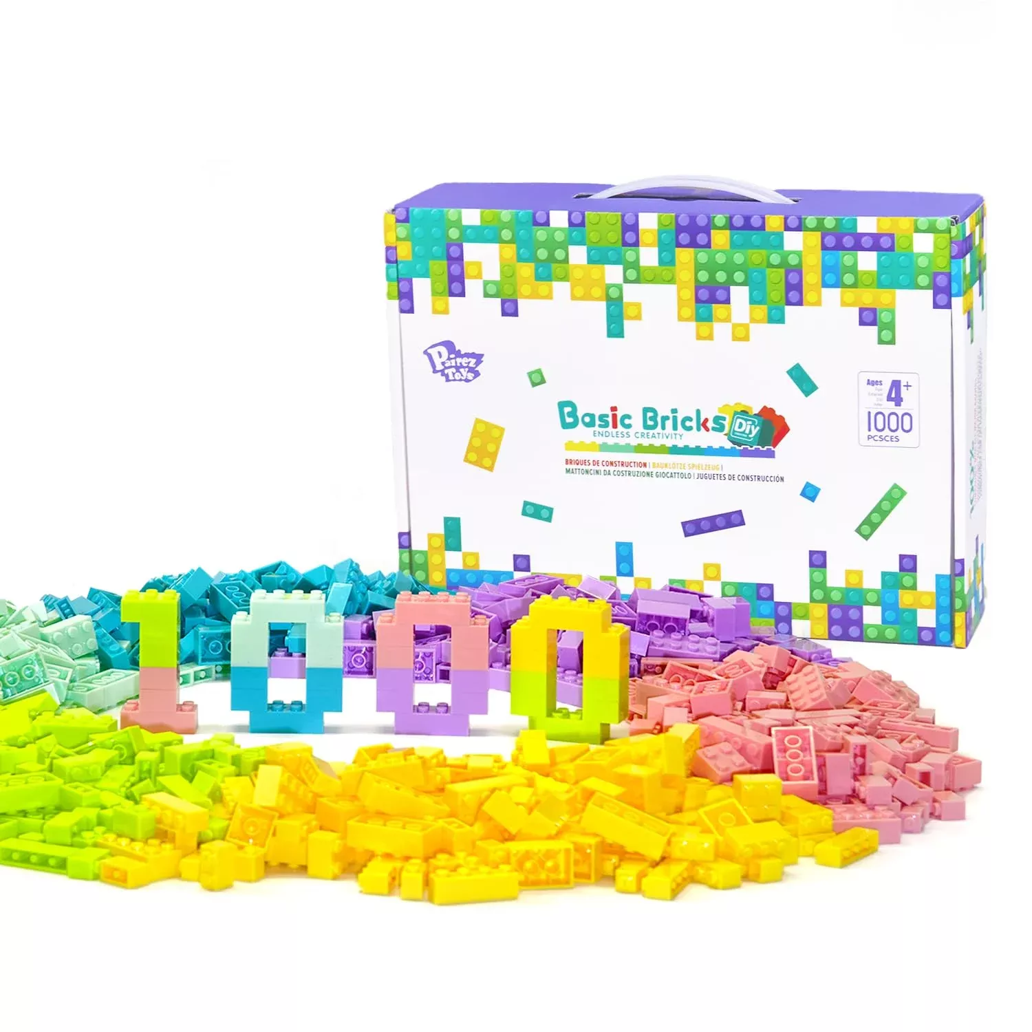 Pairez Toys Classic Building Bricks Playset, 1000 Pieces Bulk Blocks S