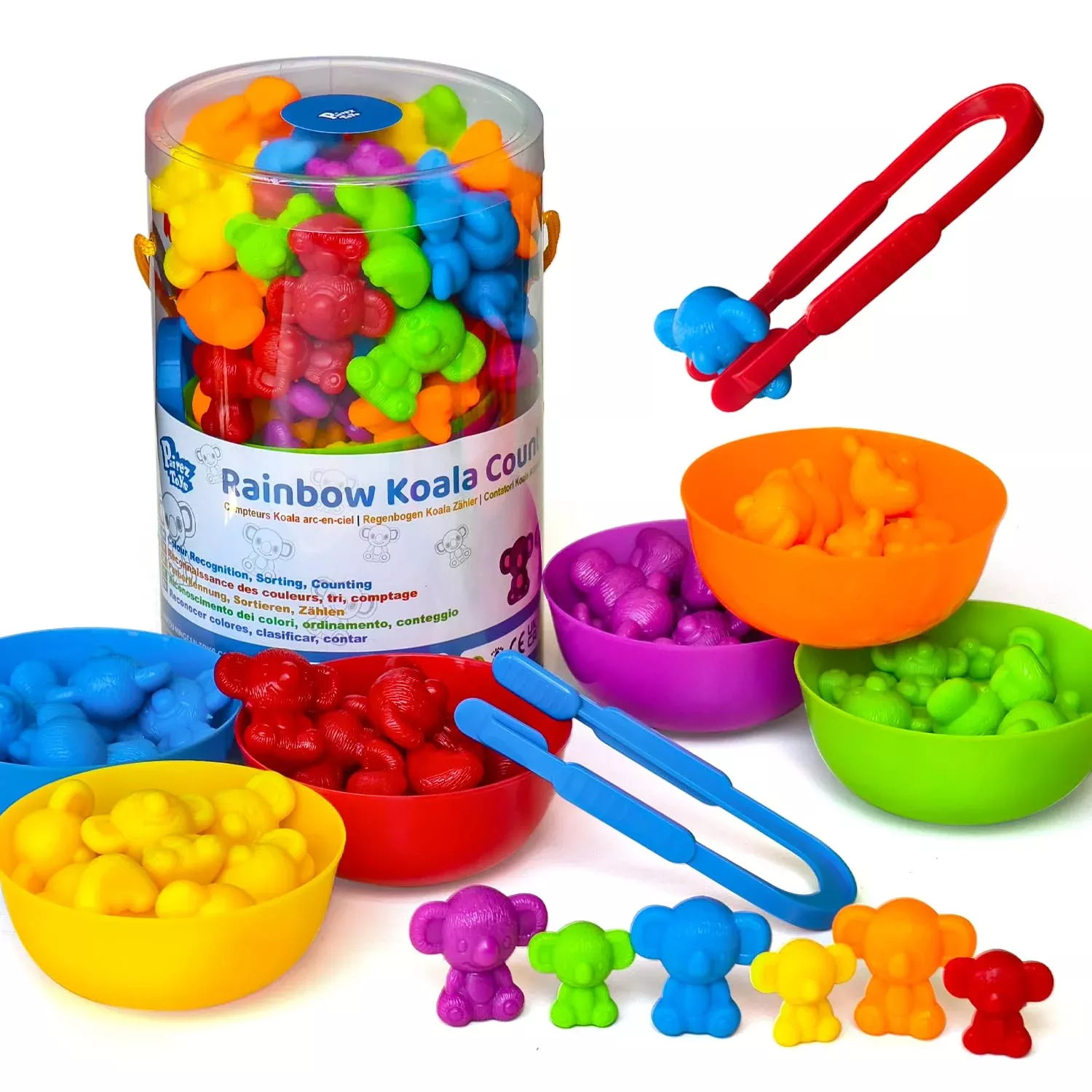Pairez Toys Counting Toys for Toddlers, Rainbow Koala Counters, Medium