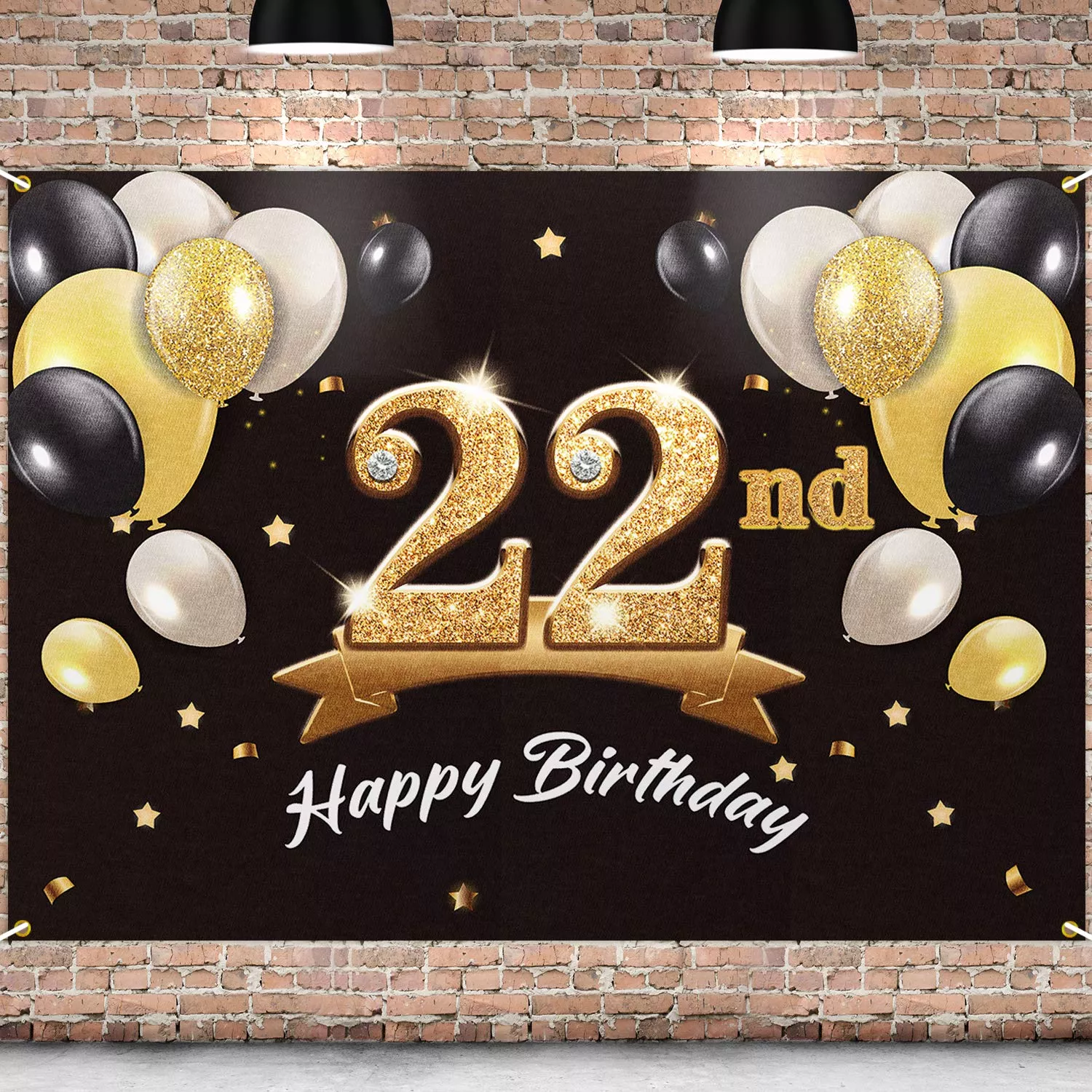 PAKBOOM Birthday Backdrop 4 x 6 ft Black Gold for Party Decor