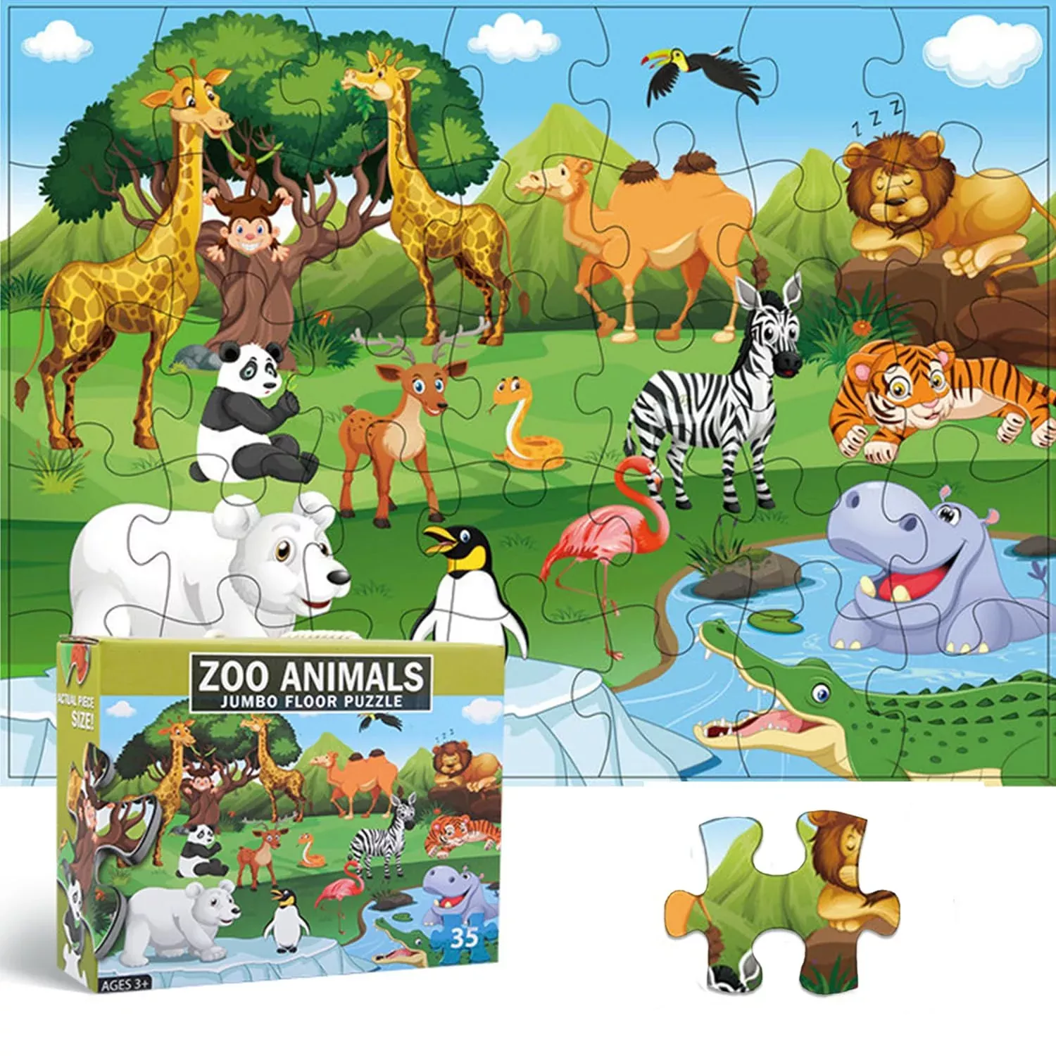 paperstory Large Animal Puzzle - 35 Extra-Thick Pieces for Kids