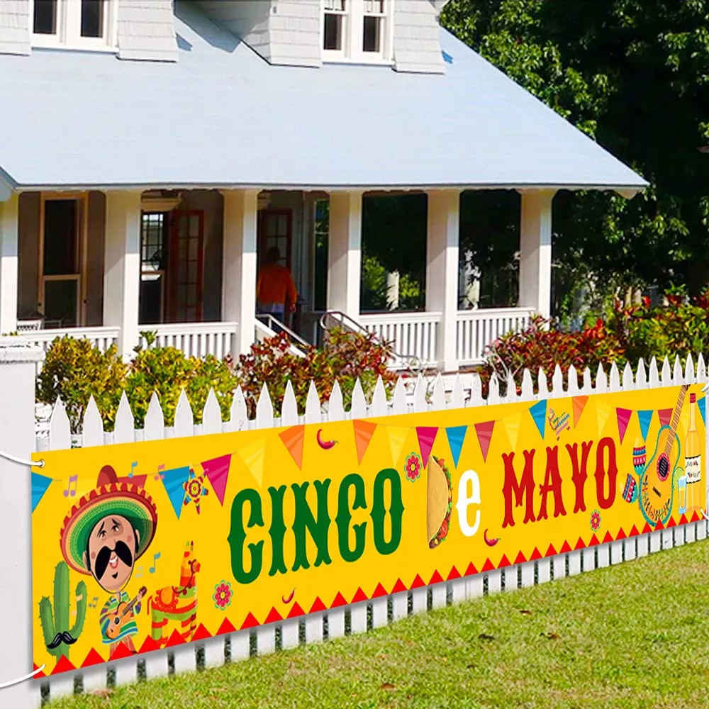 Partico Fiesta Banner for Cinco De Mayo, 9.8 x 1.5 ft