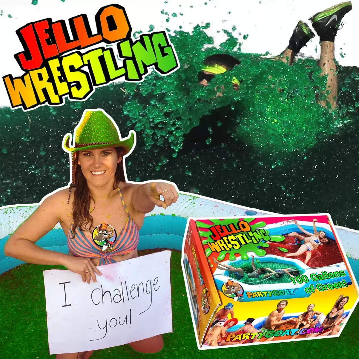 PARTY GOAT Jello Wrestling Mix - Green, 4 lbs (Makes 100 Gall