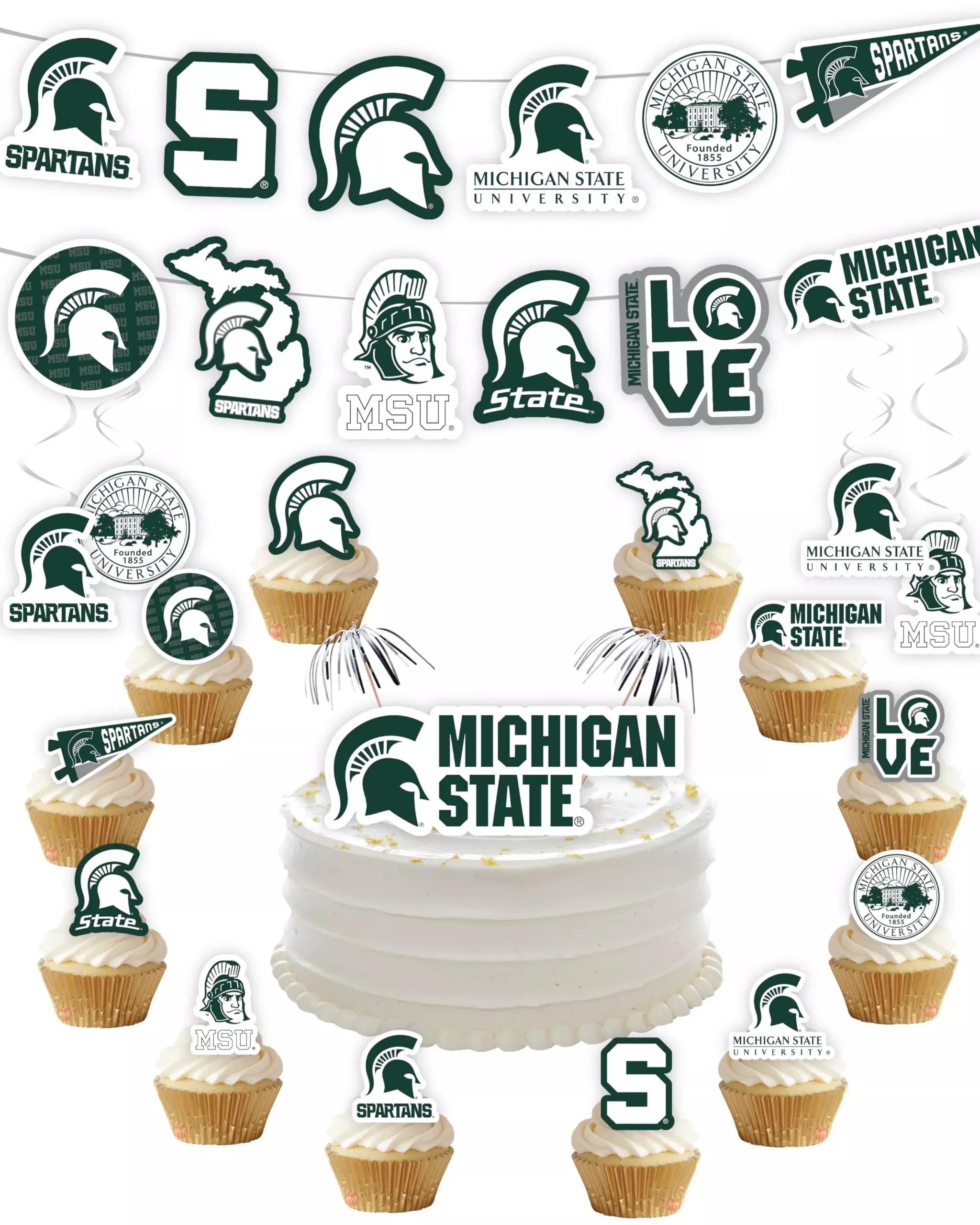 PartyKandy Party Kit for MSU Spartans Celebrations, Eco-Friendly