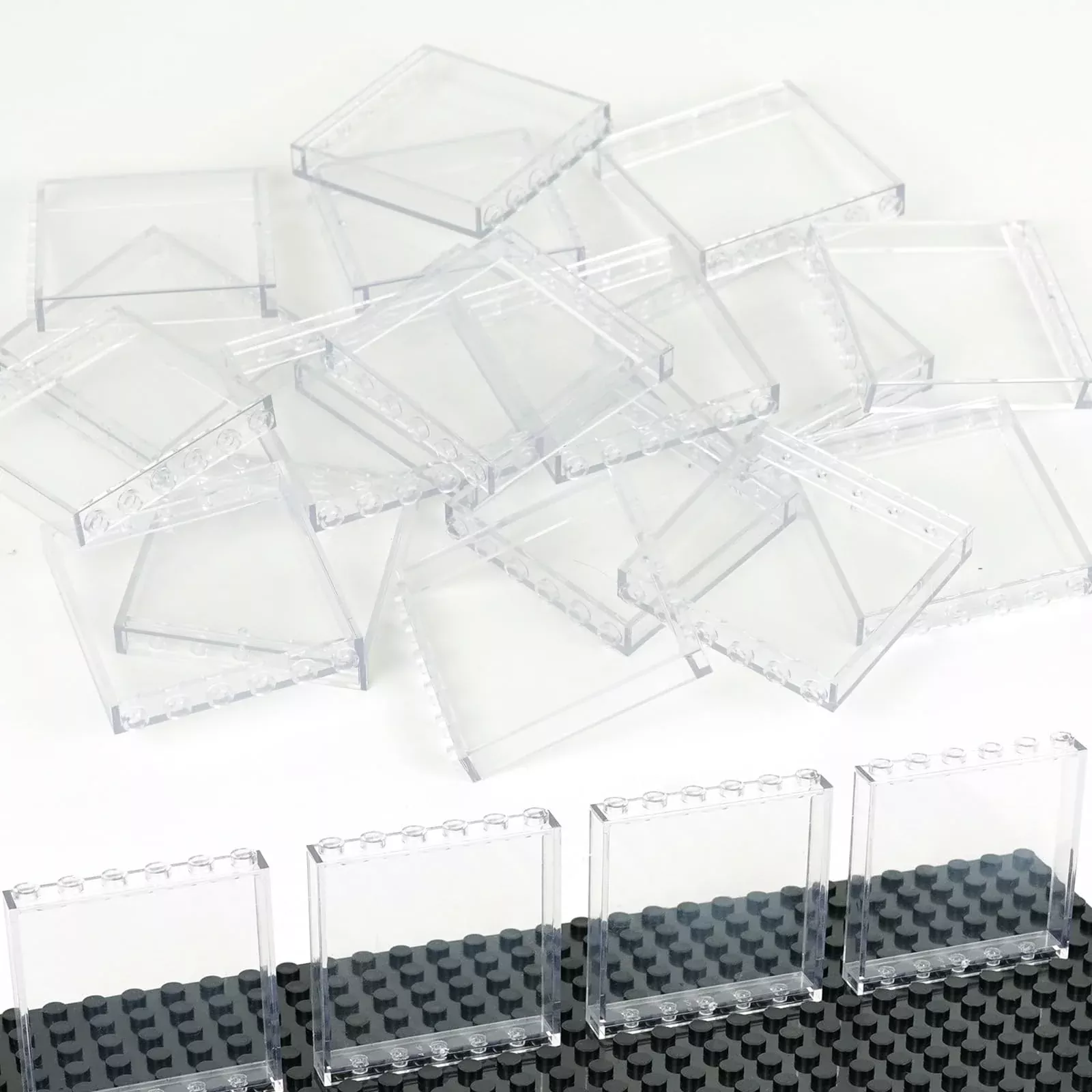 Pasacho Clear Transparent Flat Plates Bricks, 24 Pieces, 1x6x5 Classic