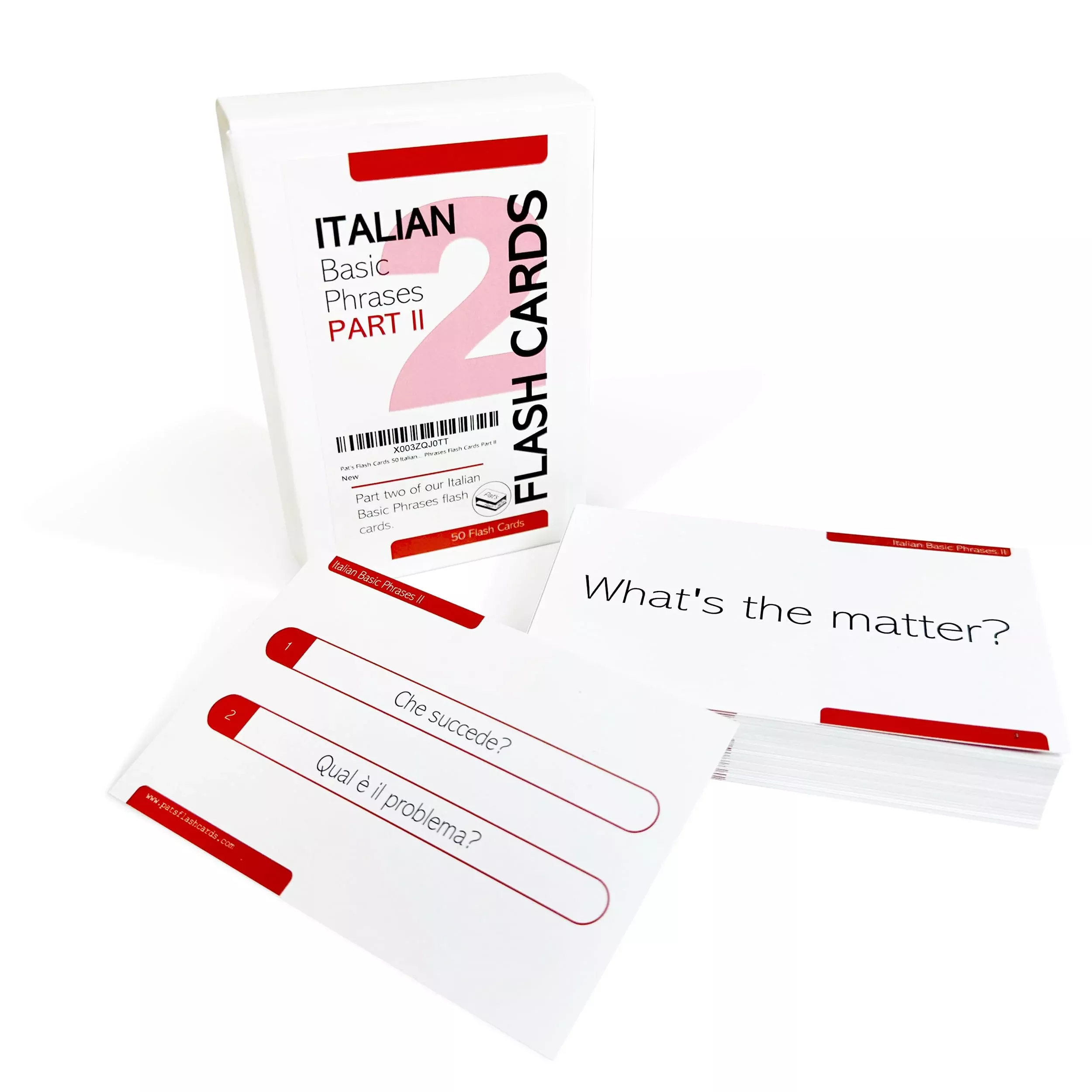 Pat's Flash Cards Italian Basic Phrases Part II 50 Cards White 4.25x