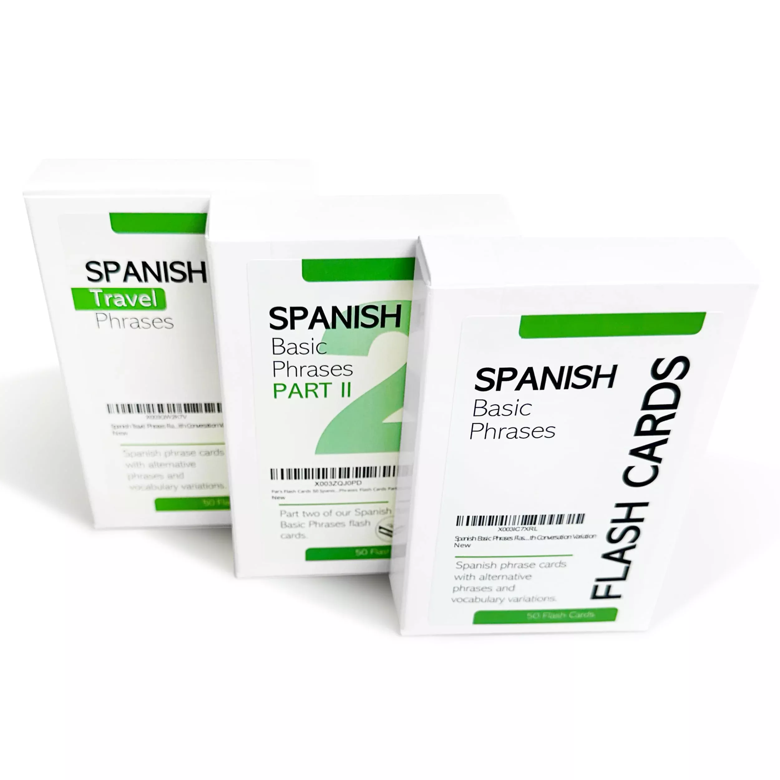 Pat's Flash Cards Spanish Phrases Bundle 50 Cards White 4.25x2.