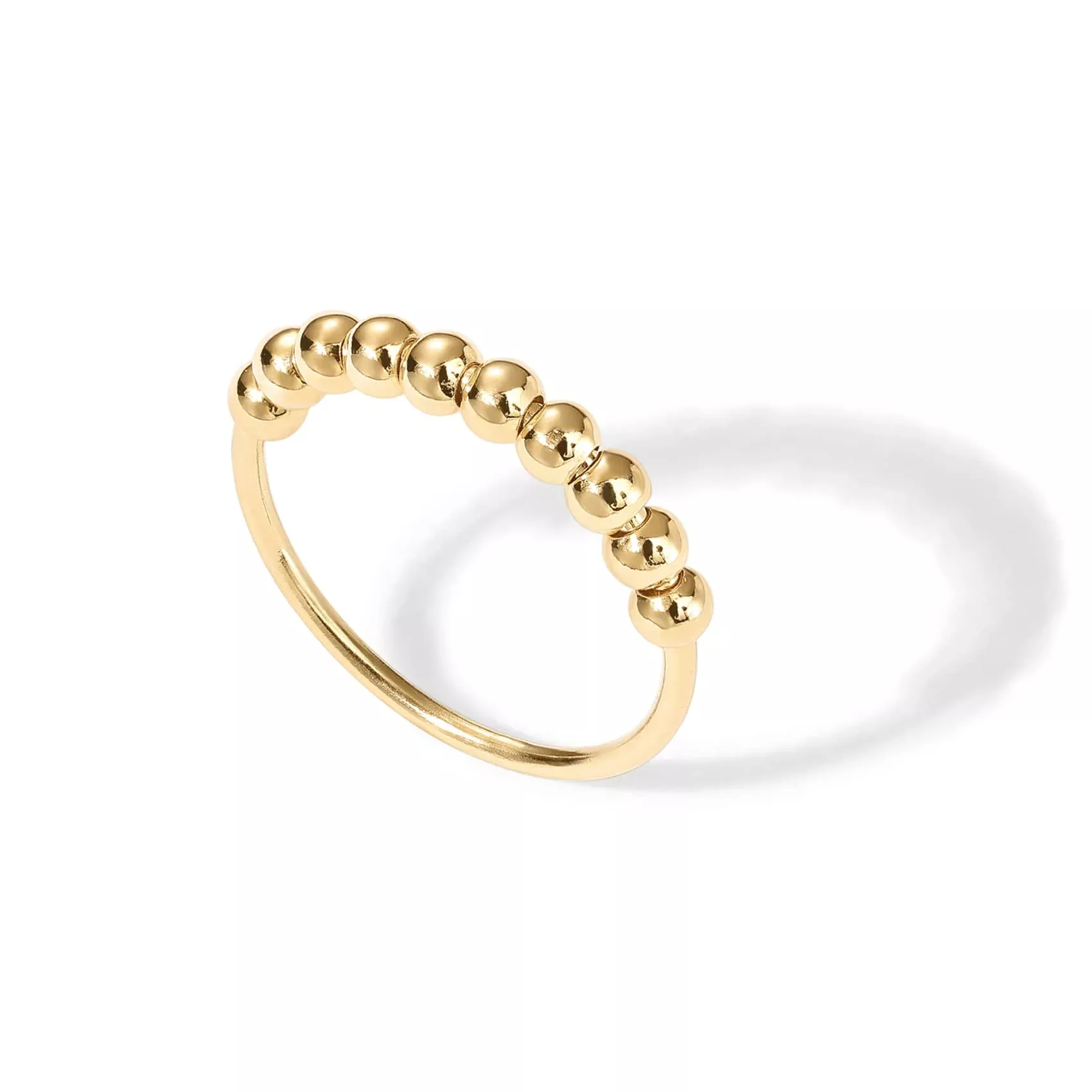 PAVOI Anxiety Ring Fidget Ring 14K Yellow Gold Plated Beads