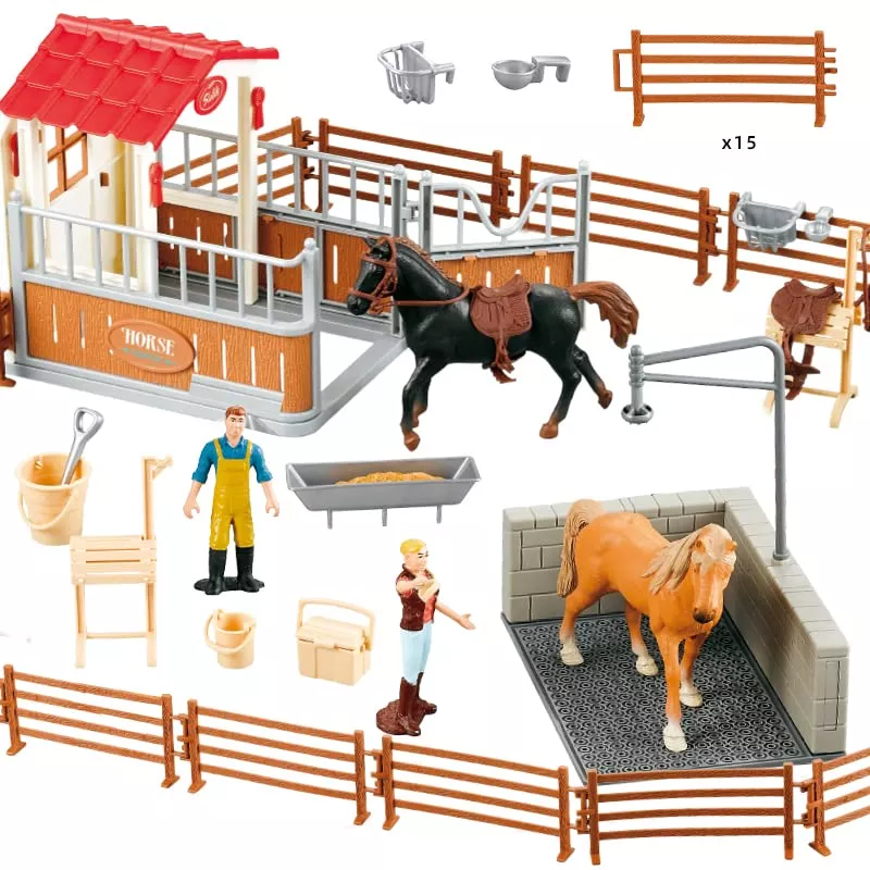 Peagprav Horse Playset for Imaginative Play, Brown, Suitable for Ages 3