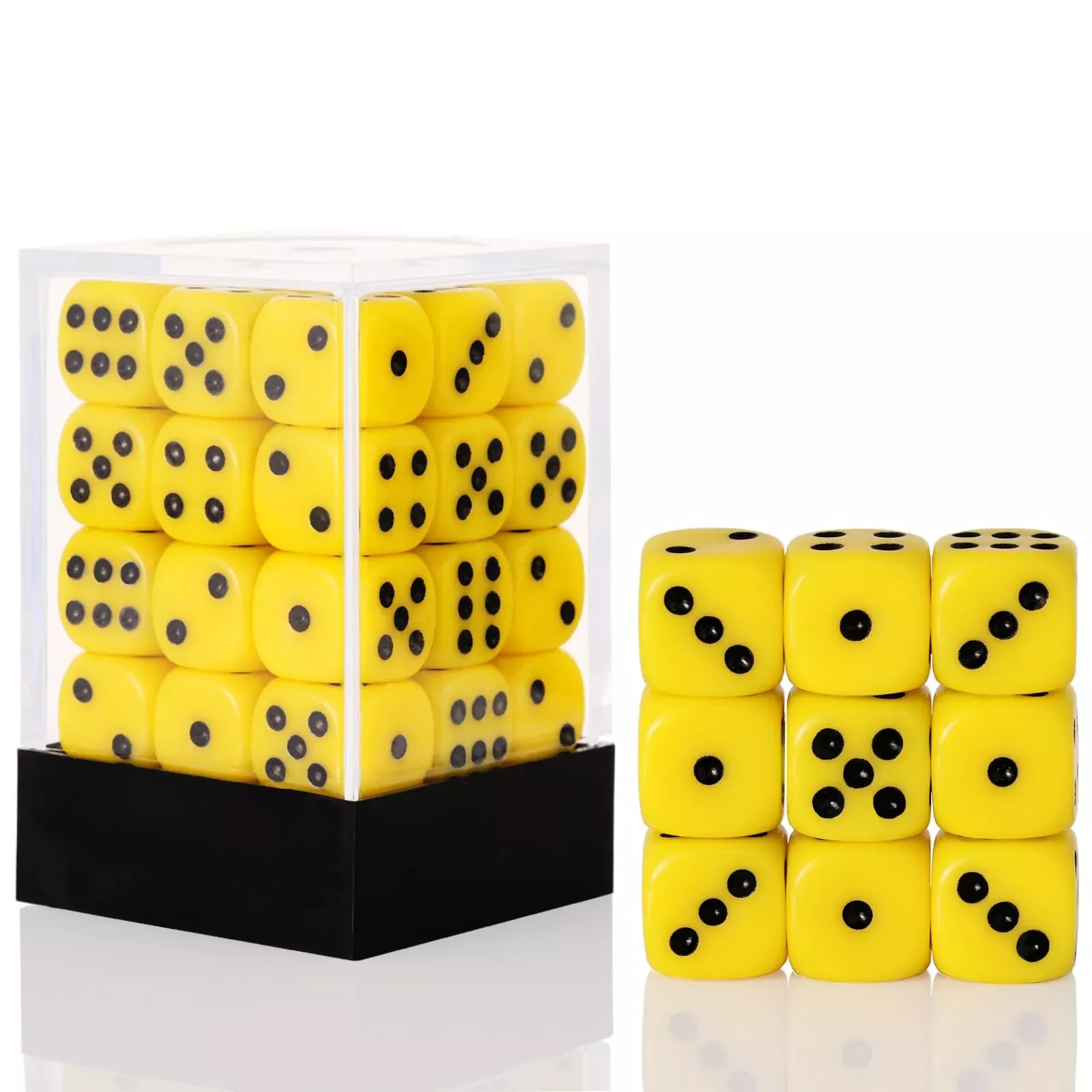 PECHOI 12mm D6 Dice Set for Board Games, Yellow, 36 Pieces