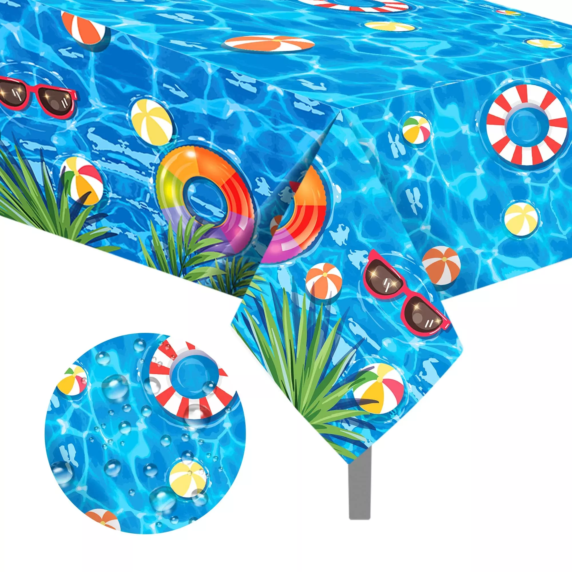 Peony Man Swimming Pool Tablecloths, 86x51 inches, Blue, 2